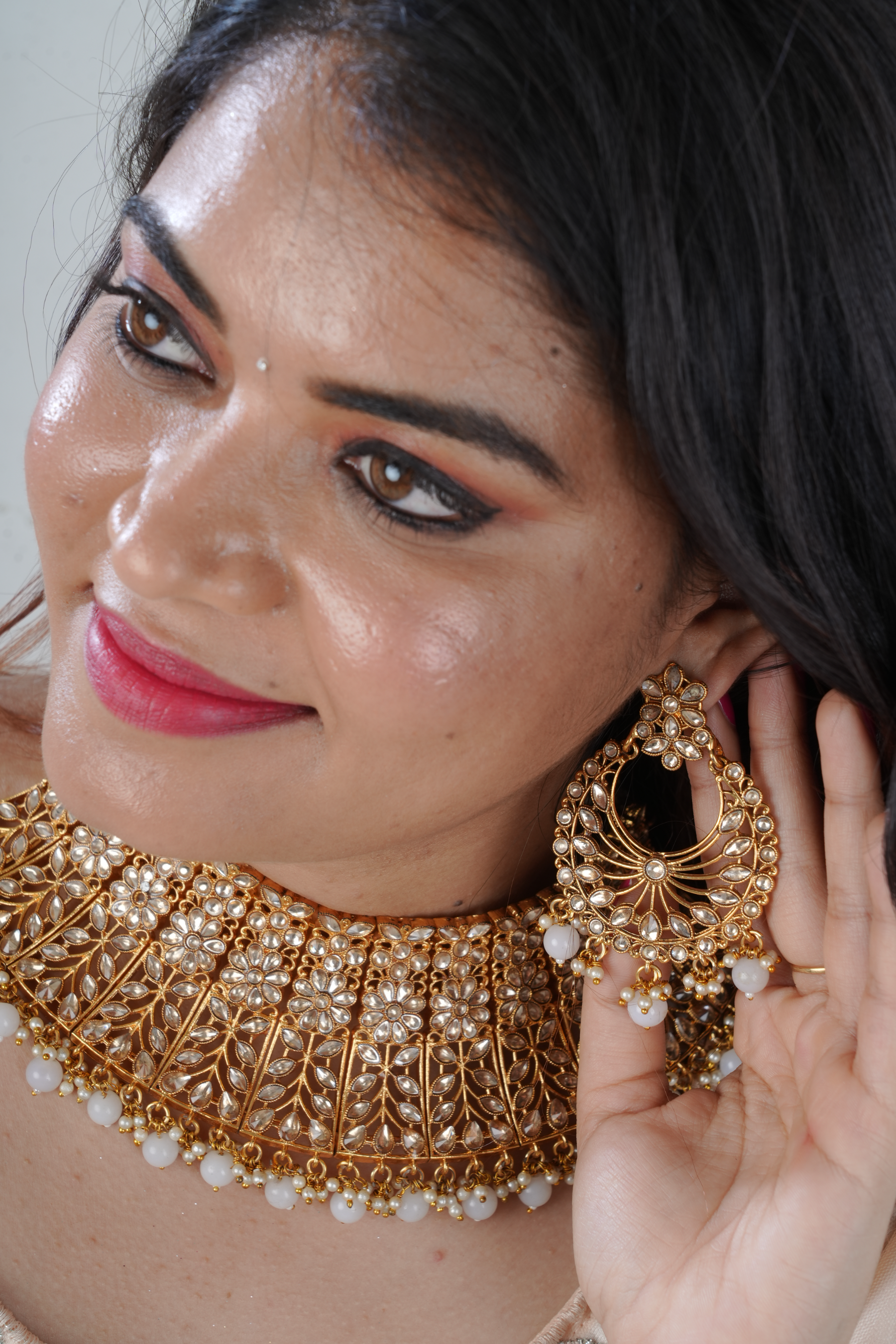 Regal Kundan Necklace Set with Tikka, Gold-Plated & Pearl-Adorned Jewelry JCS Fashions