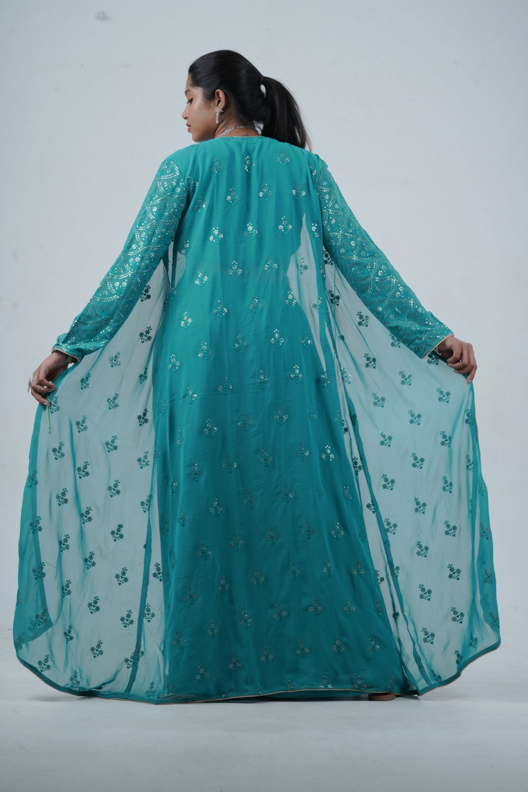 Exquisite Crop Top with Palazzo Pants With Matching Dupatta and Overcoat KURTI JCS Fashions