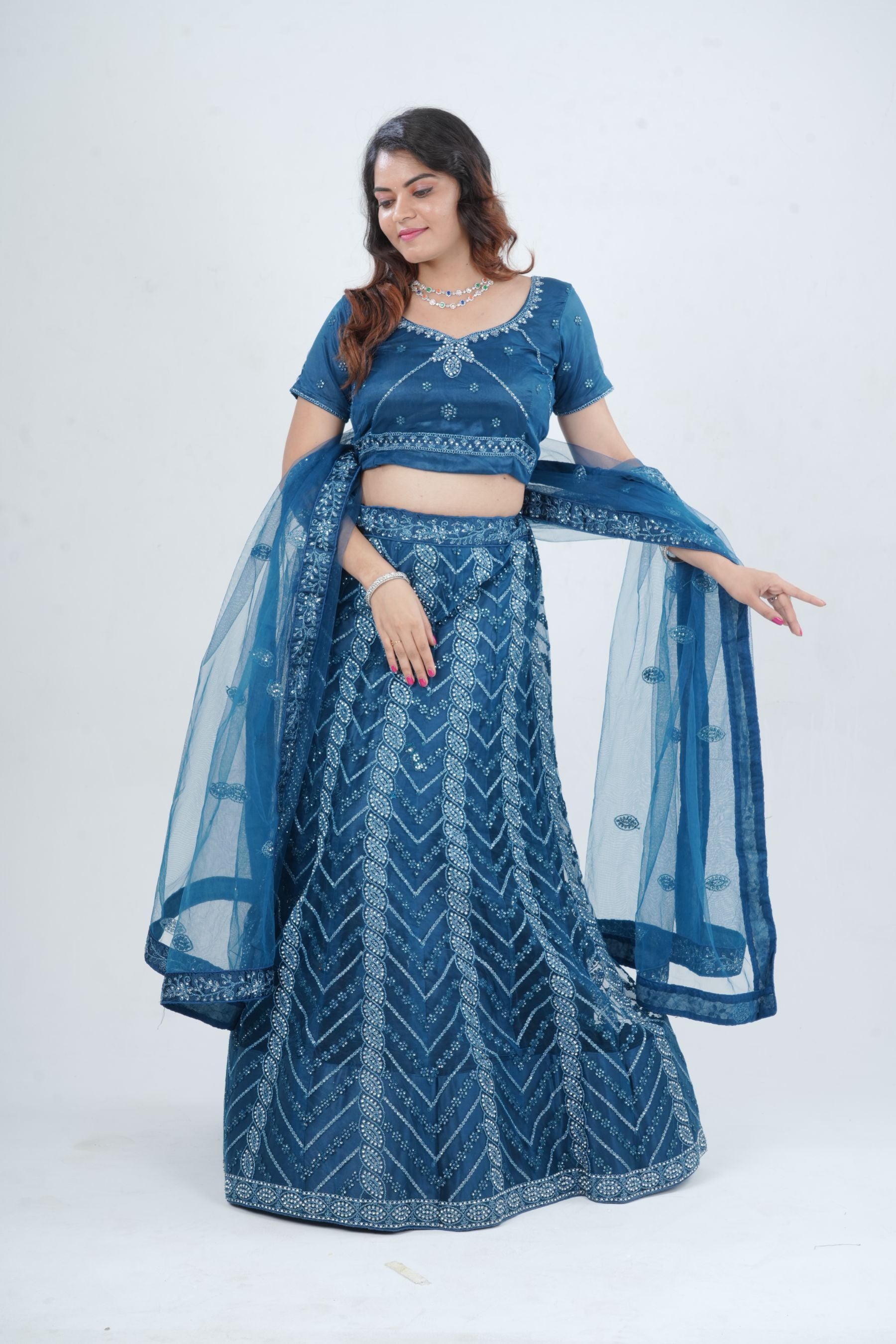 Enchantress Designer Soft Net Lehenga Set with Elegant Embroidery LEHENGA JCS Fashions