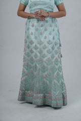 Mesmerizing Soft Net A-Line Lehenga Set: Glitter Embroidery