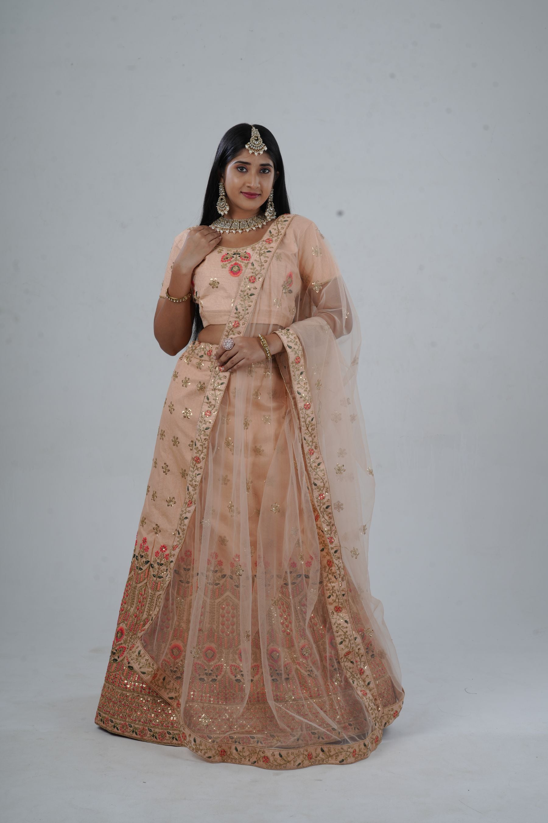 JCS Fashion's A-line Designer Lehenga with Embroidery and sequins