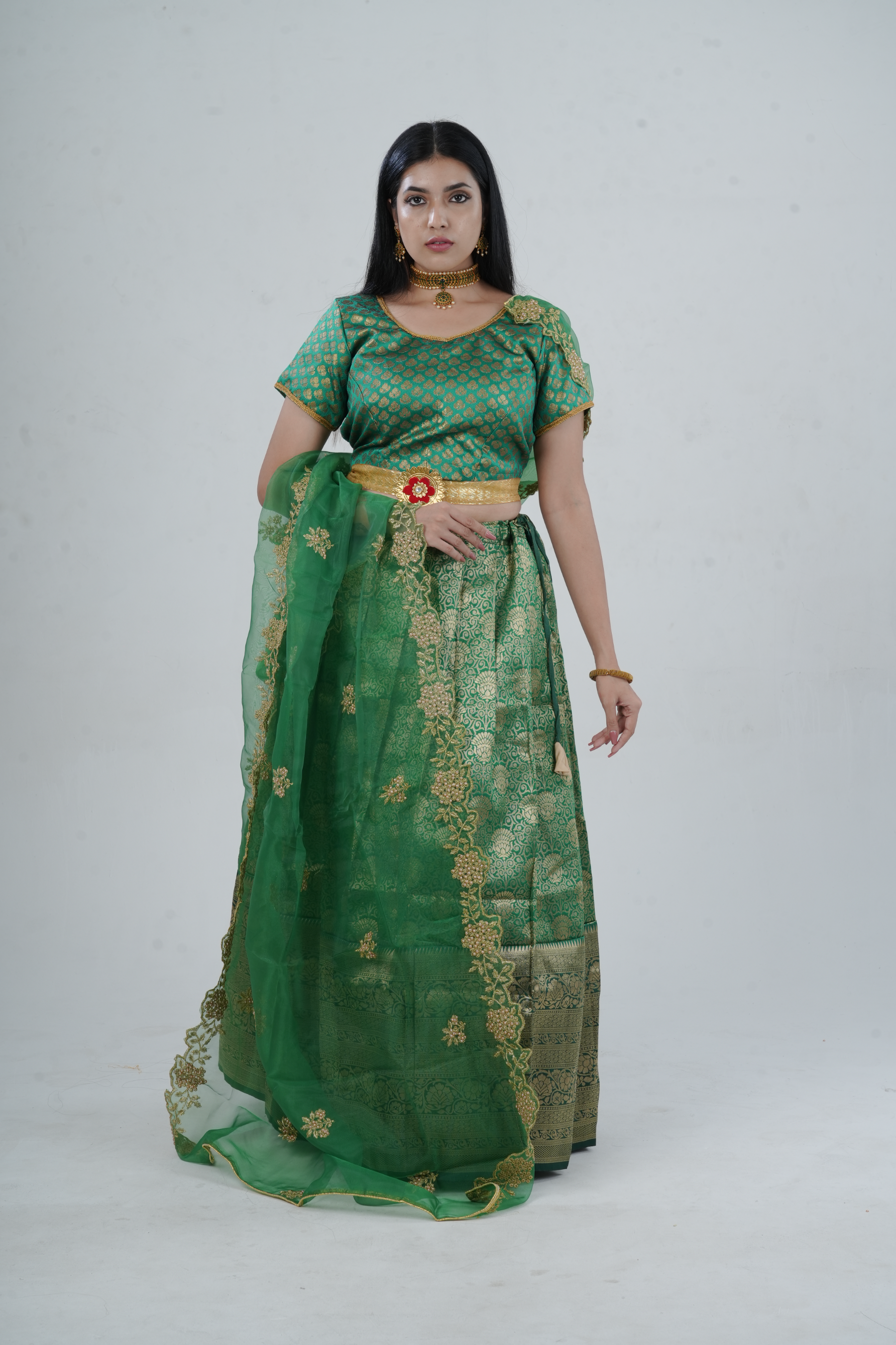 Luxurious Kanchipuram Silk Zari Lehenga Set with Detachable Hip Belt LEHENGA JCS Fashions