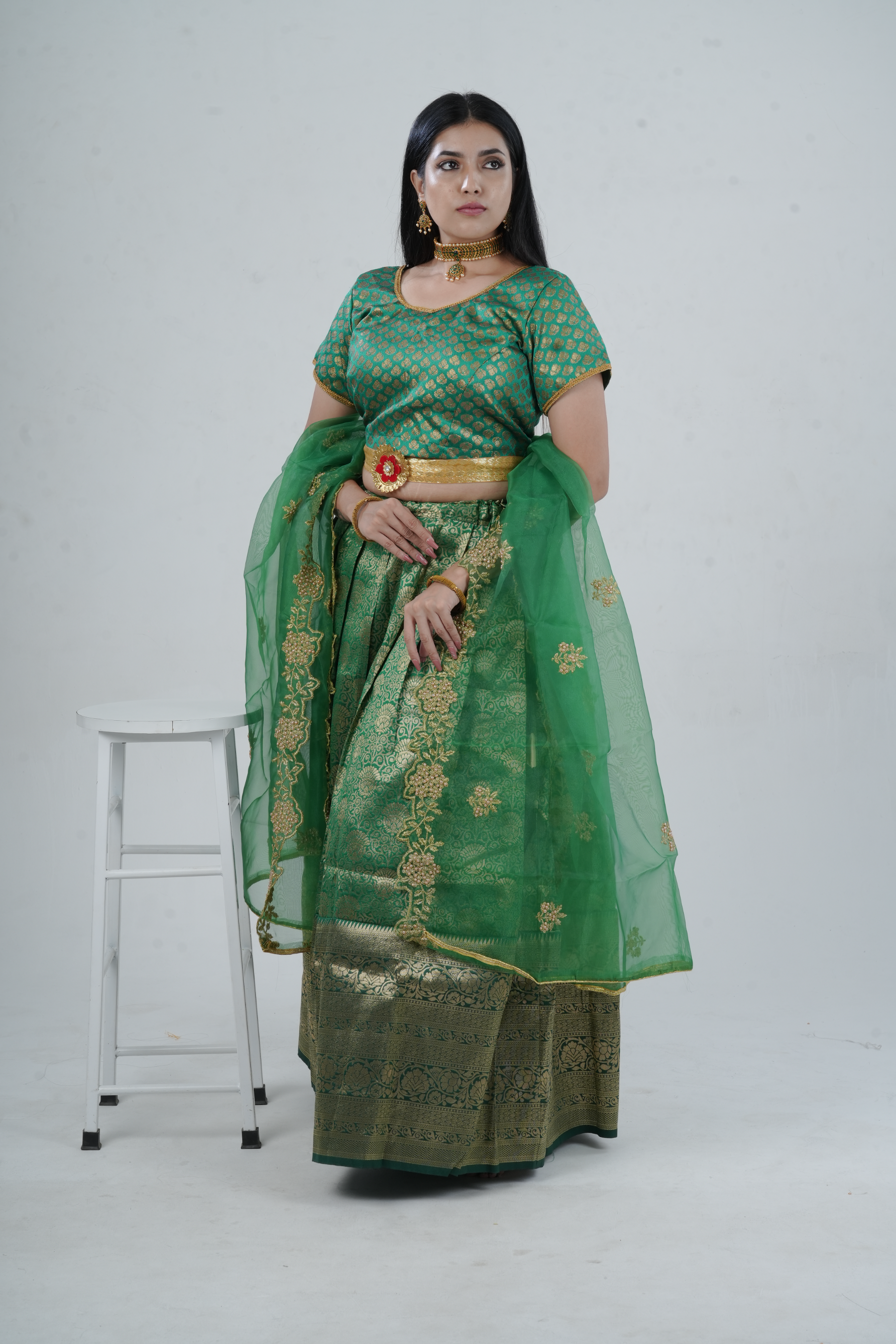 Luxurious Kanchipuram Silk Zari Lehenga Set with Detachable Hip Belt LEHENGA JCS Fashions