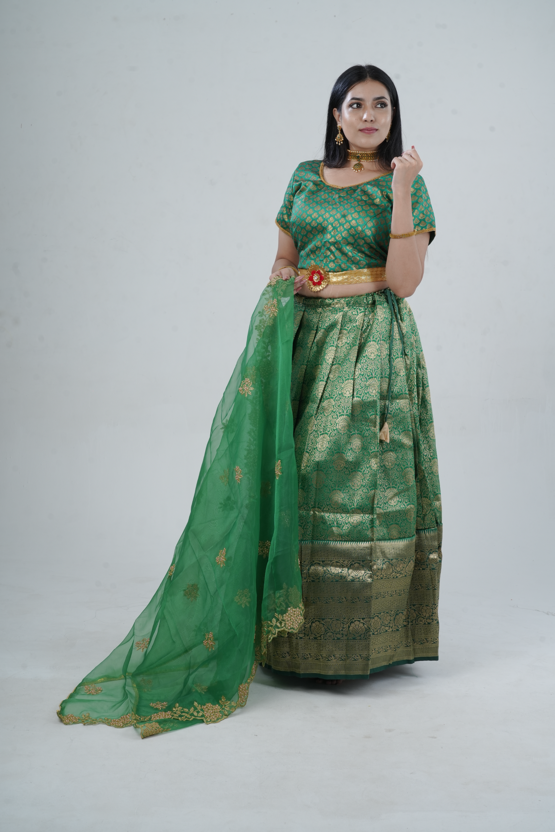 Luxurious Kanchipuram Silk Zari Lehenga Set with Detachable Hip Belt LEHENGA JCS Fashions