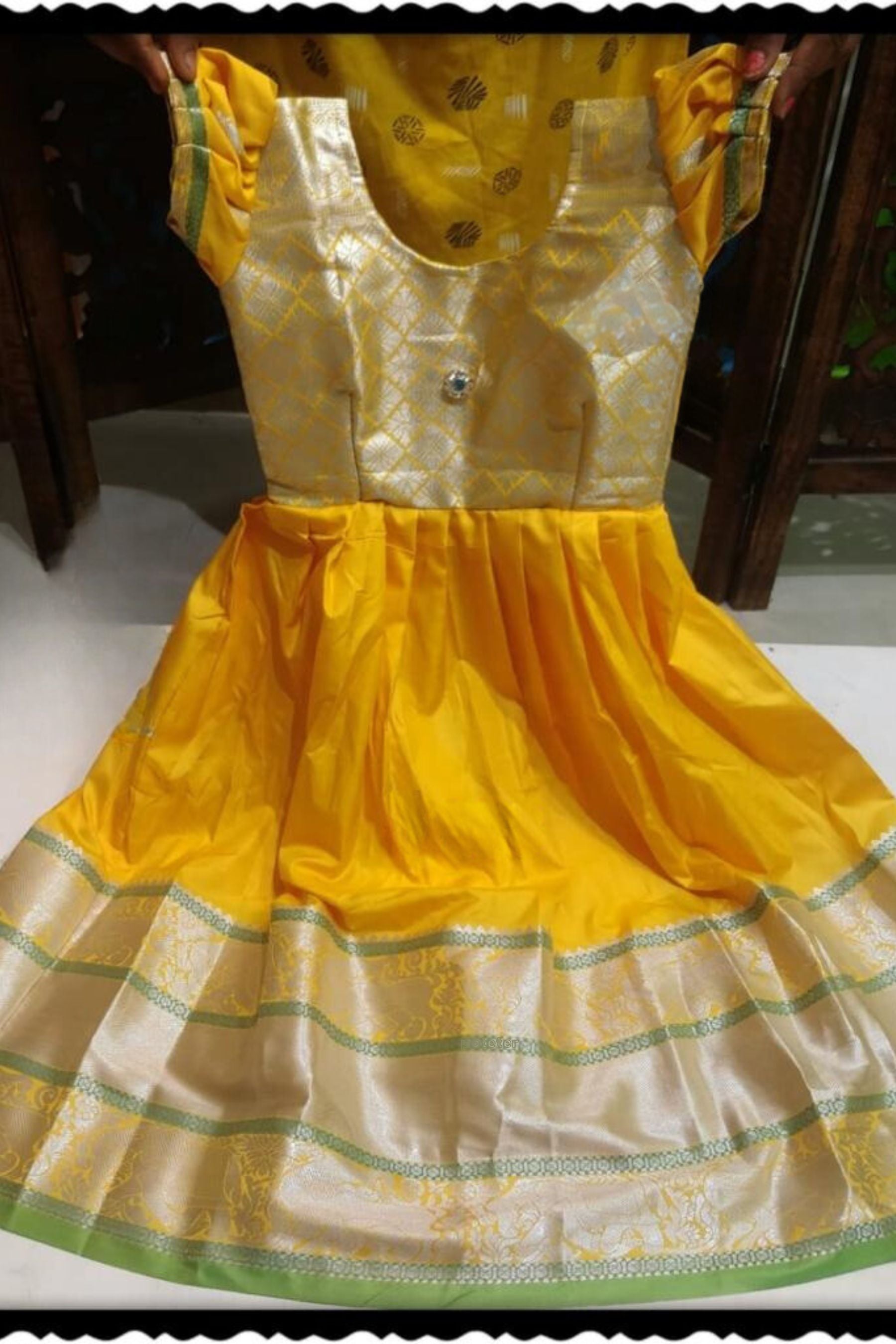 Silver Elegance: Handcrafted Apparel with Exclusive Buttis & Rich Borders GIRLS JCS Fashions Yellow 24