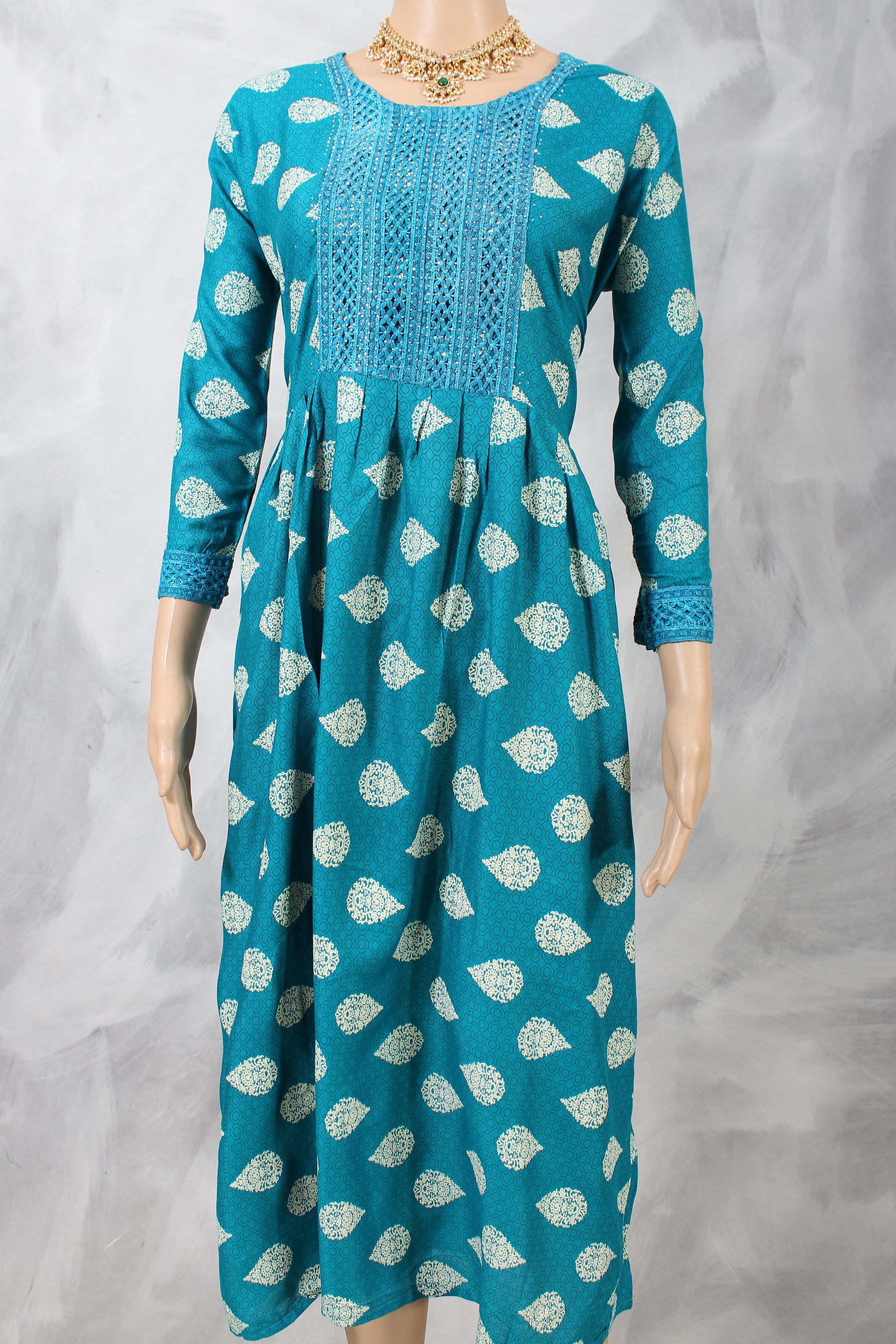 Traditional Anarkali Cotton Kurti Set with Elegant Embroidery KURTI JCS Fashions