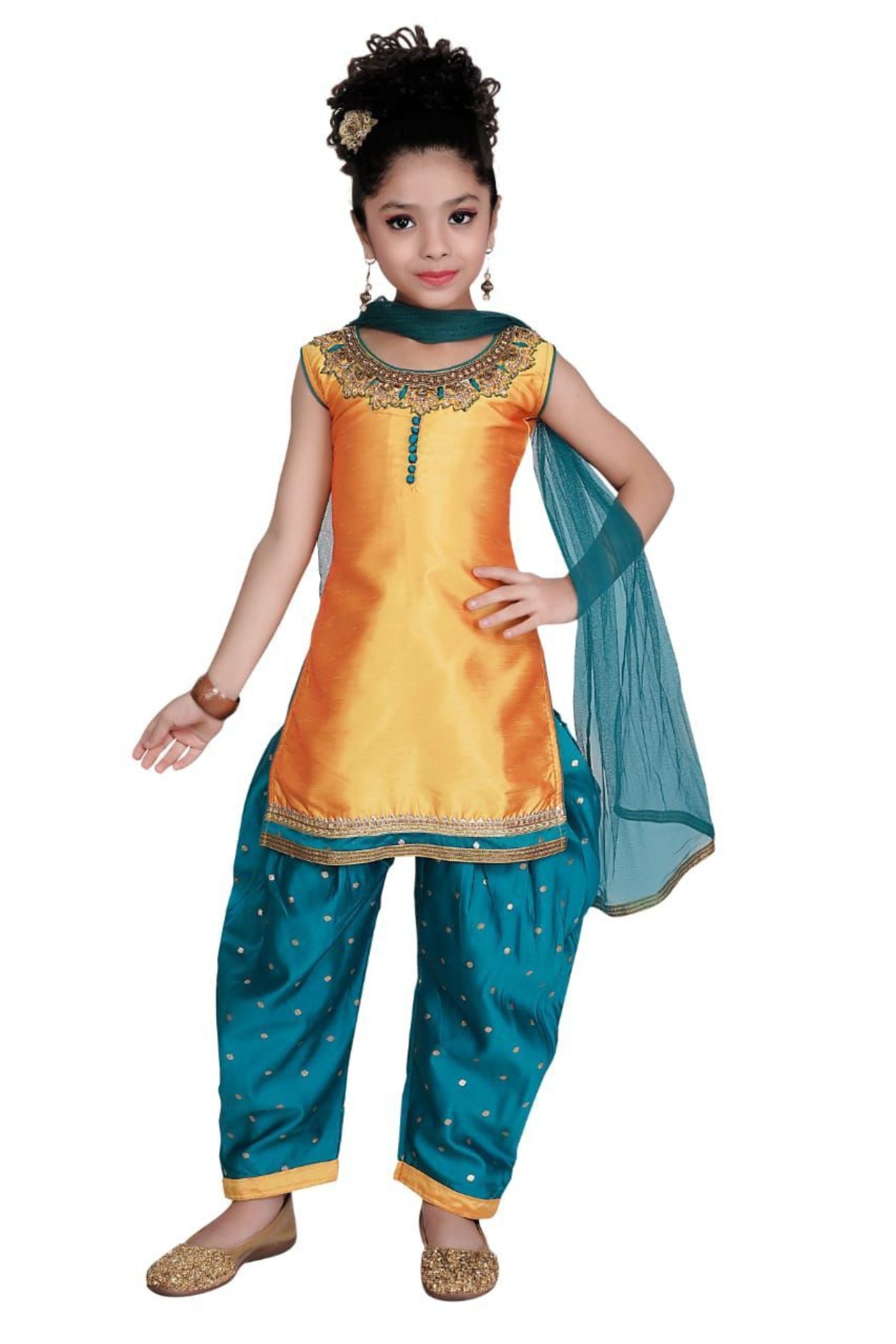 Dual Tone Kid's Patiala Salwar Suite in Yellow | JCSFashions GIRLS JCS Fashions Yellow 16