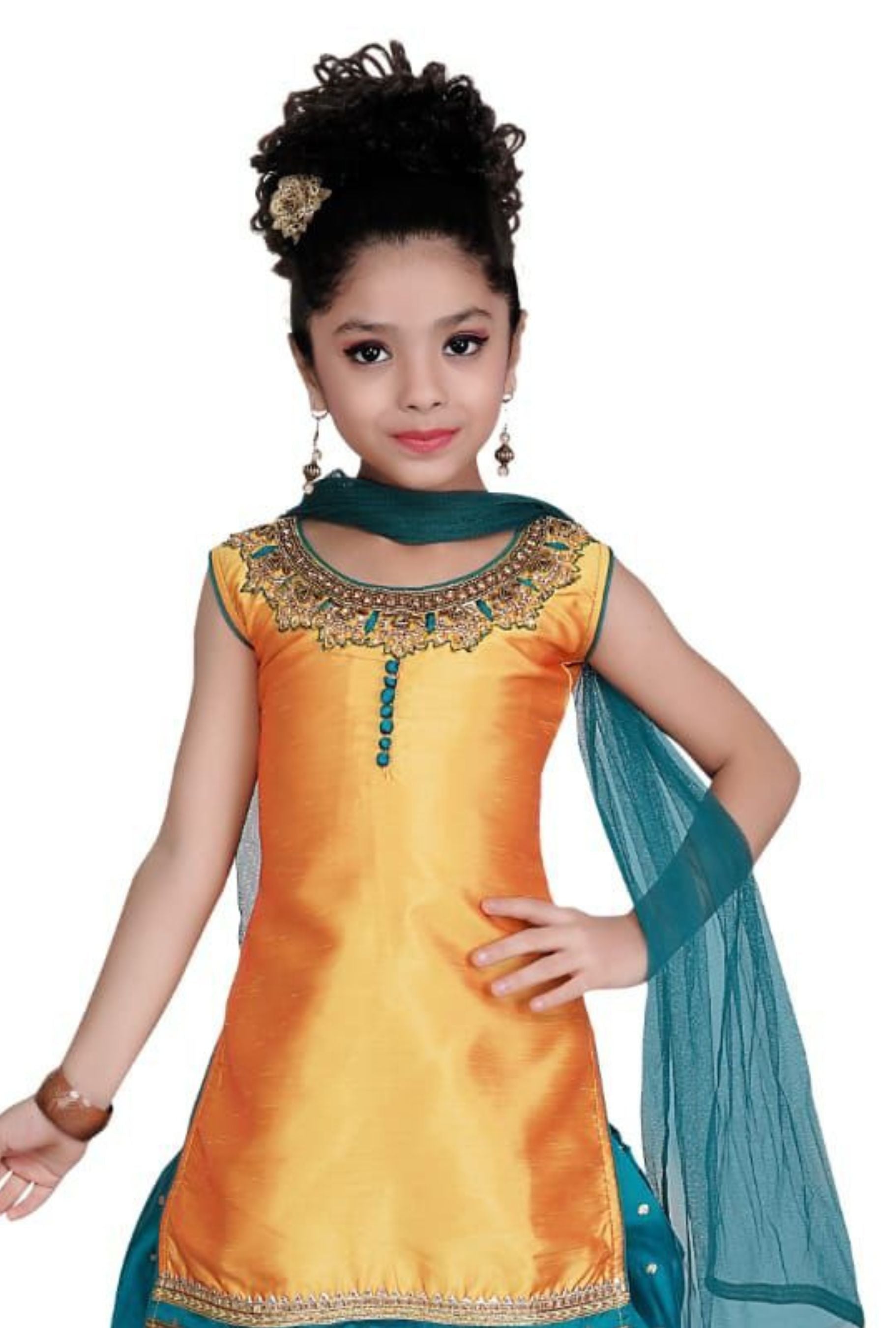 Dual Tone Kid's Patiala Salwar Suite in Yellow | JCSFashions GIRLS JCS Fashions