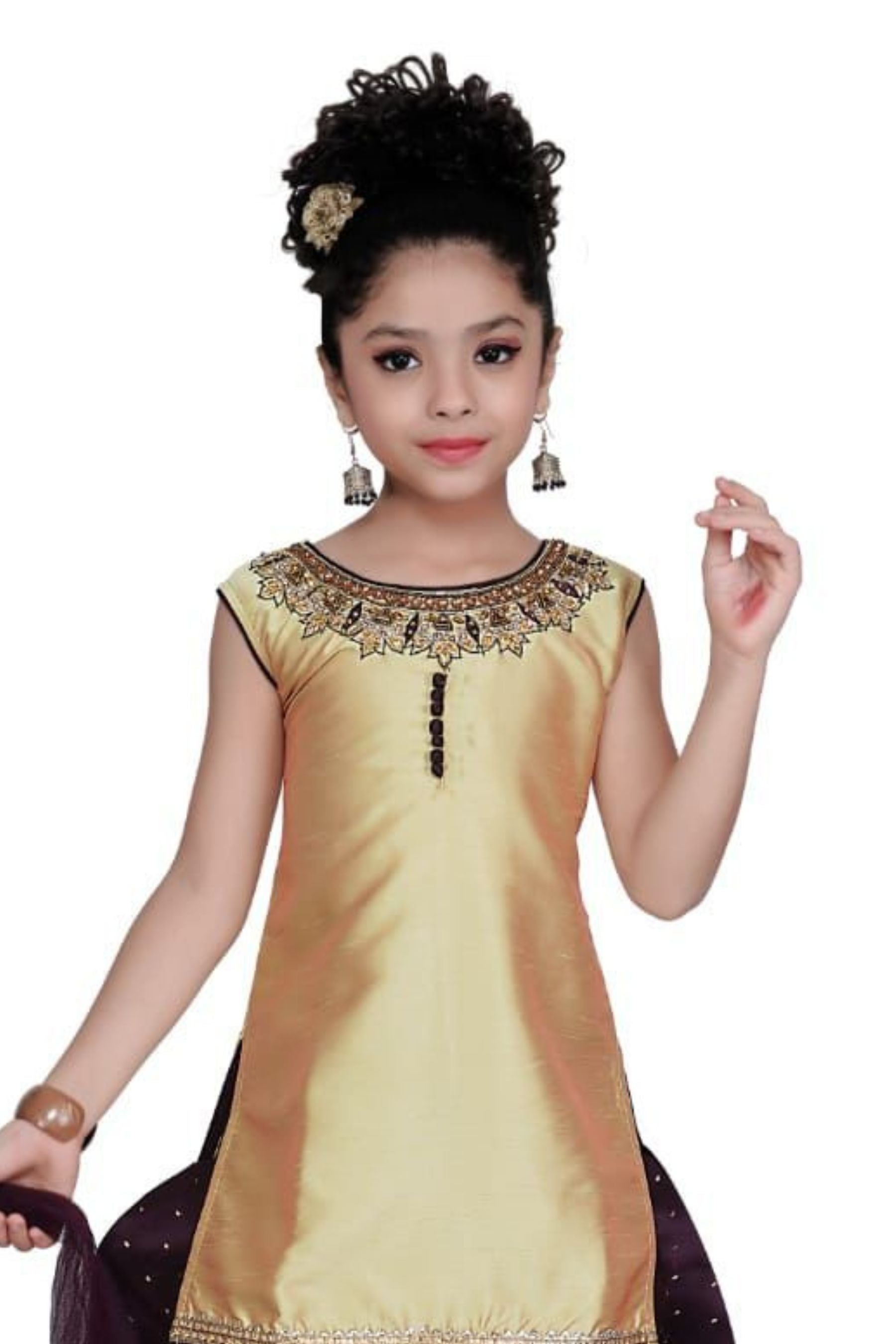 Dual Tone Kid's Patiala Salwar Suite in Beige | JCS Fashions GIRLS JCS Fashions