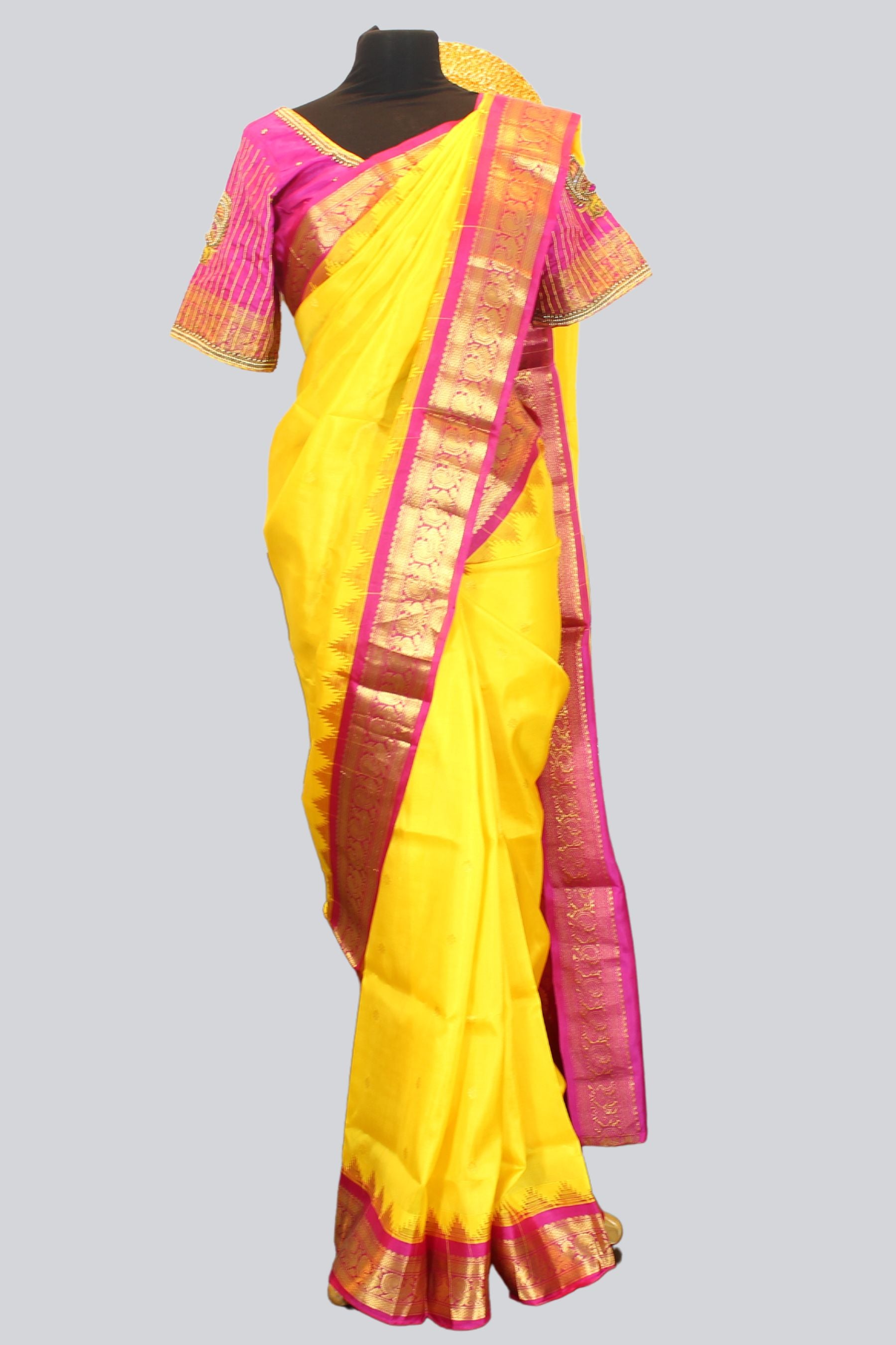 Gadwal Khadi Kuttu Border Allover Buta Pure Silk Saree With Blouse SAREE JCS Fashions