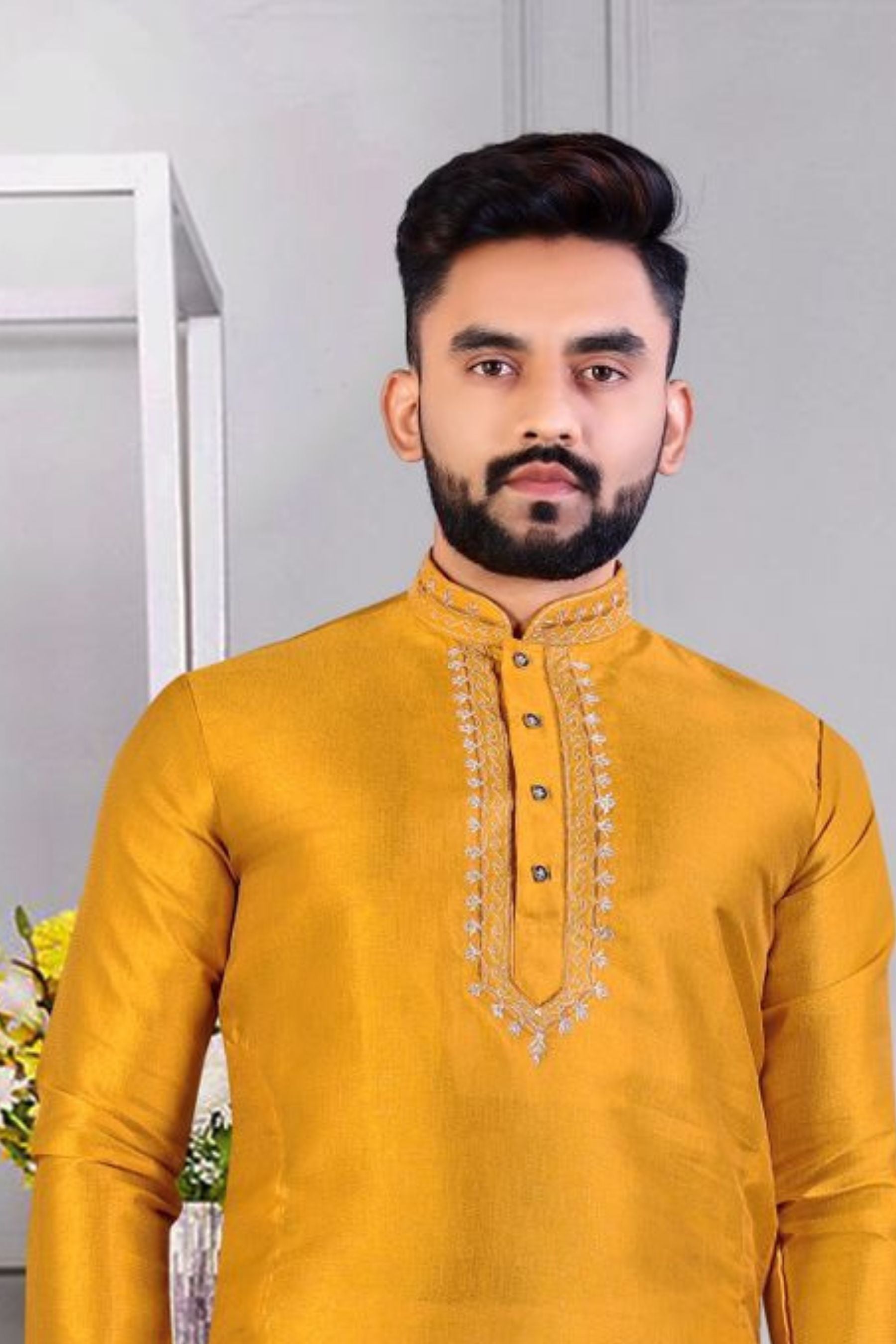 Premium Corian Silk Men's Kurta with Resham Work - Traditional Elegance Men JCS Fashions