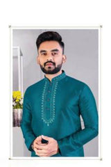 JCS Fashions Men's Traditional Corian Silk Kurtas with Resham Work