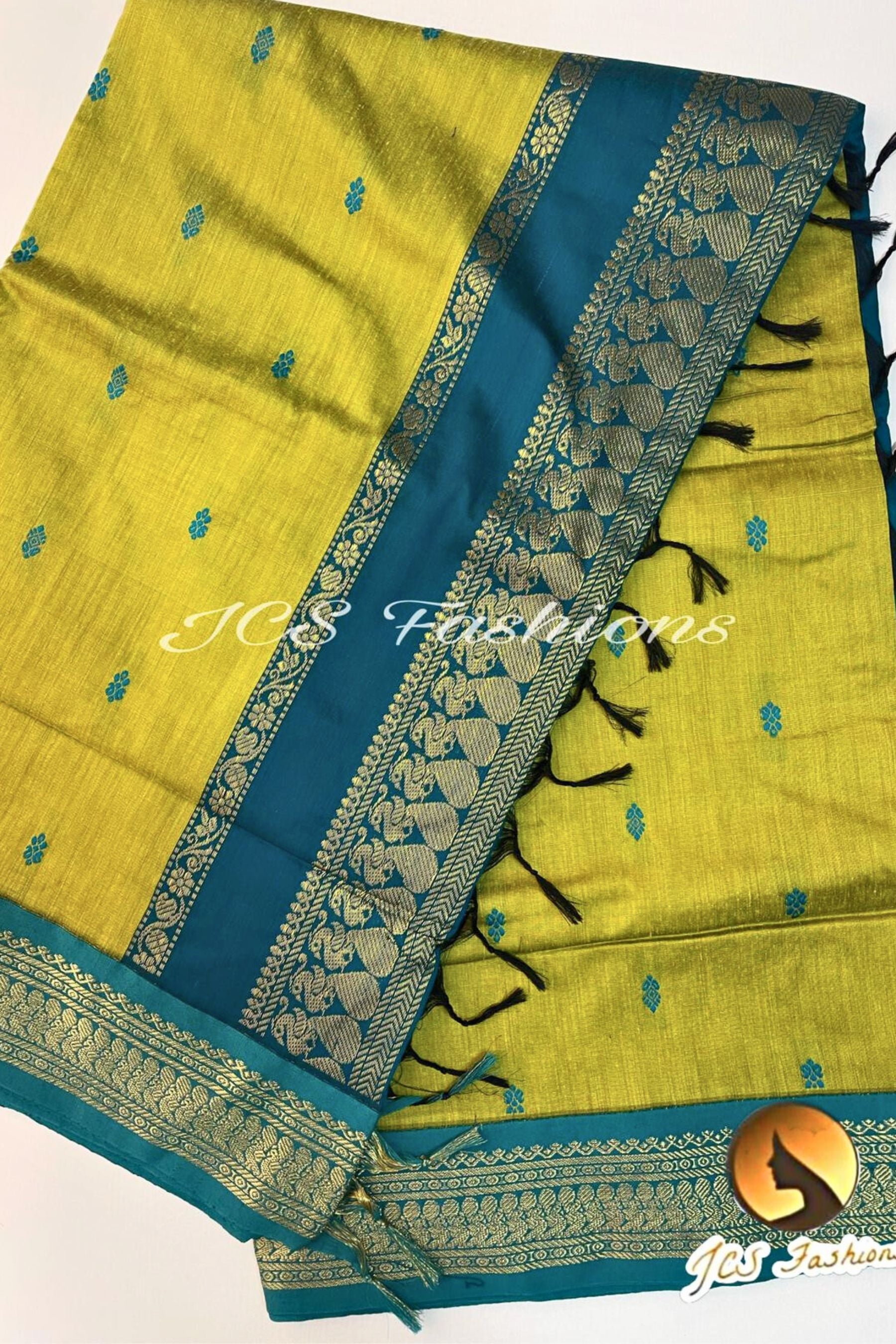 Madurai Silk Cotton Handloom Saree – Luxurious, Elegant and Timeless Saree JCS Fashions Green 5.5 meters