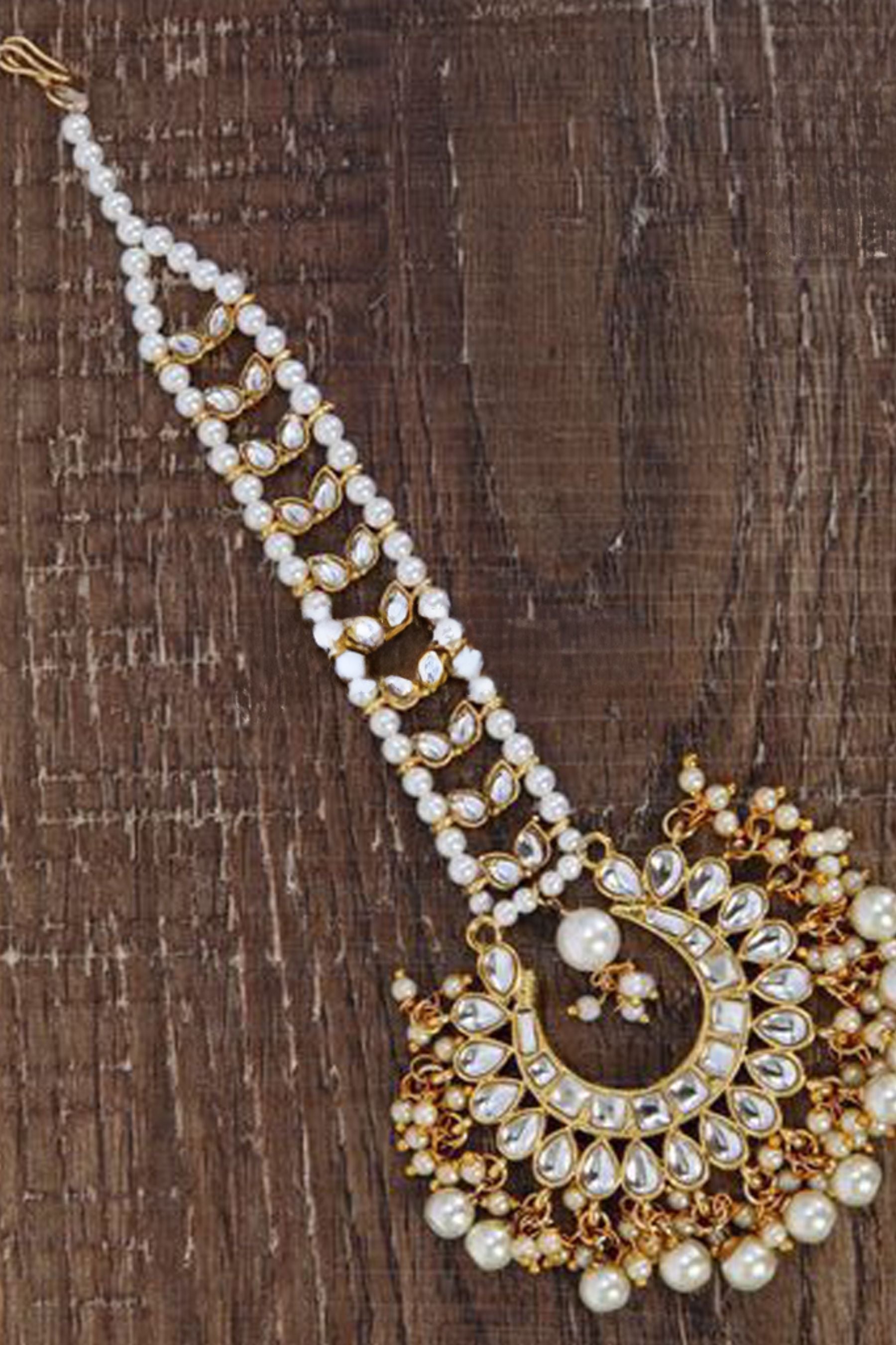 Beautiful Indian Style Pearl Chaand Tika For Women