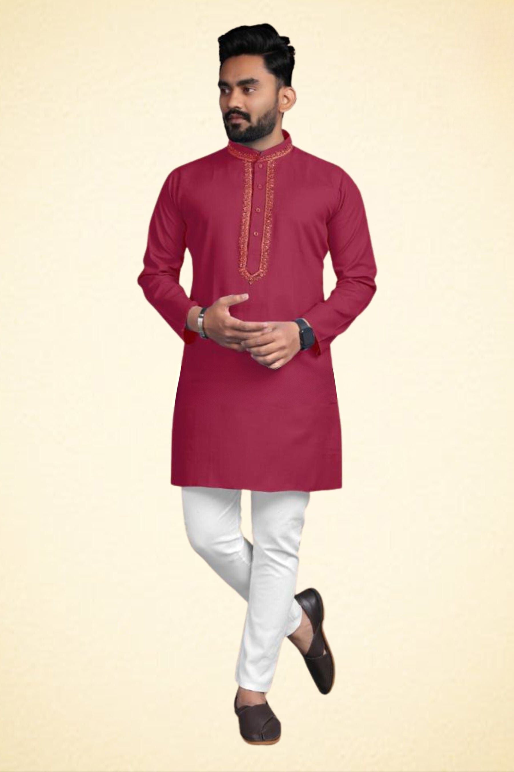 Cotton Fabric Festival Special Kurta-Pyjama Set For Men