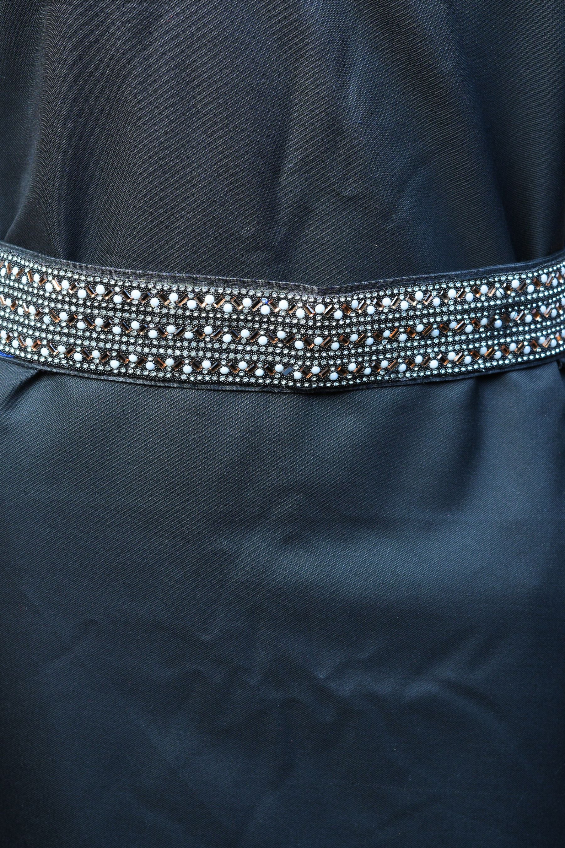 Chic Black Stone-Embellished Hip Belt - 26"-36" | Elevate Your Style