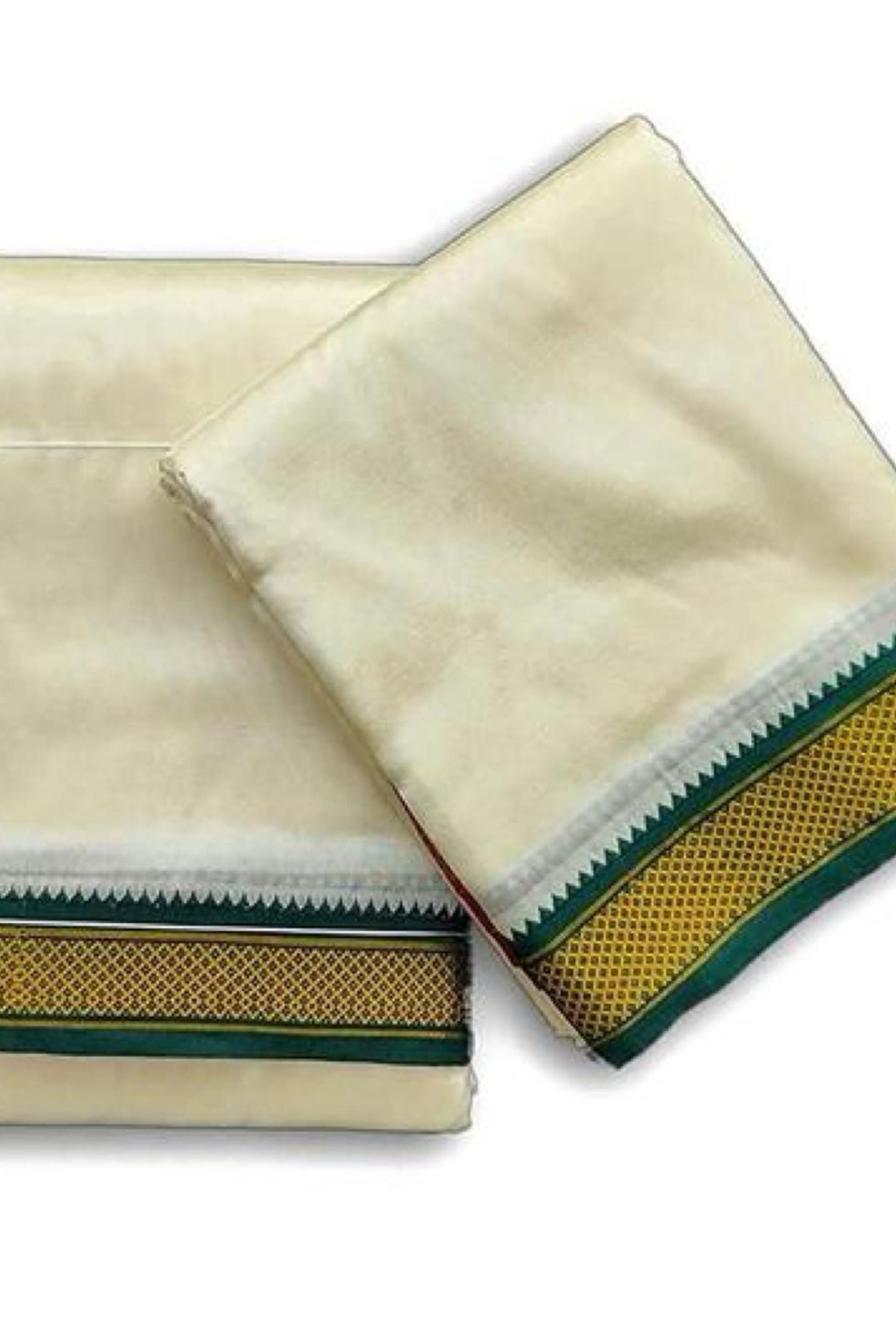 Men's Traditional Semi-Silk Dhoti with Elegant Ganga Jamuna Border