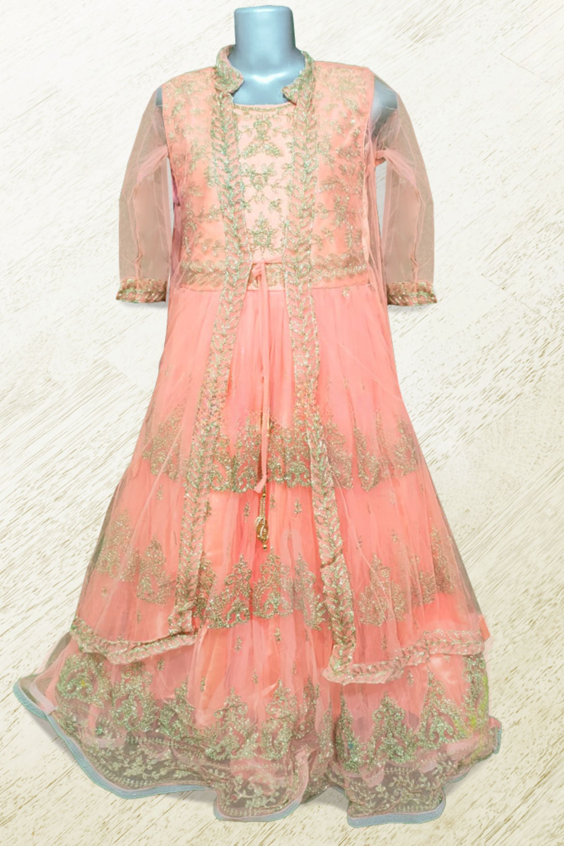 Stunning Embroidered Net Frock - Latest Design | JCSFashions GIRLS JCS Fashions Peach 30