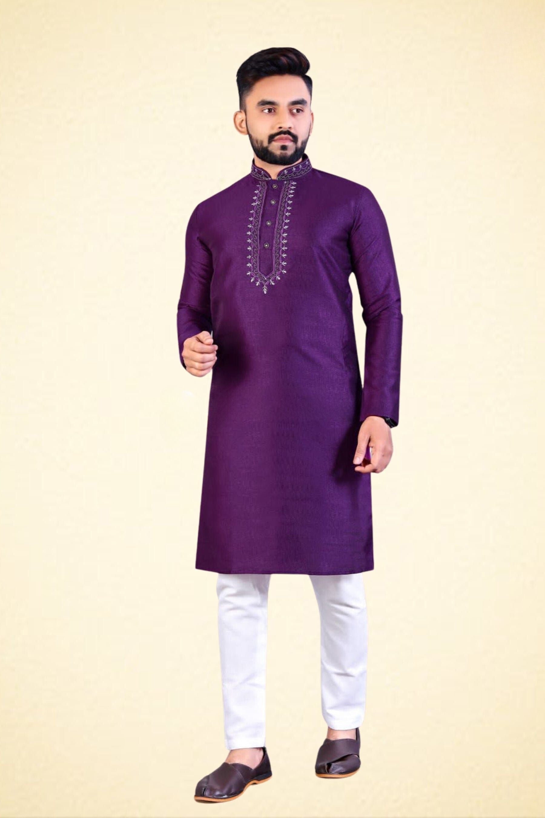 Ethnic And Traditional Cotton And Chanderi Silk Kurta Set For Men Men JCS Fashions