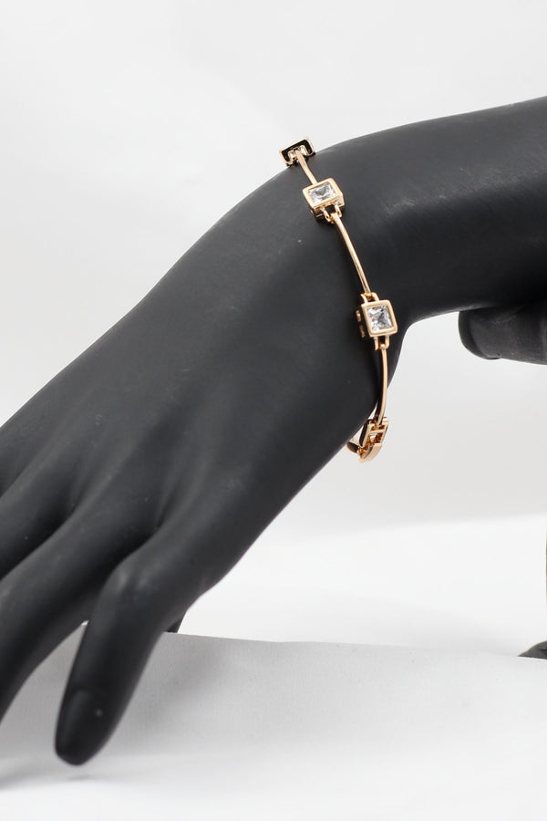 Radiant XUPING Rose Gold Bracelet with White Stones by JCSFashions