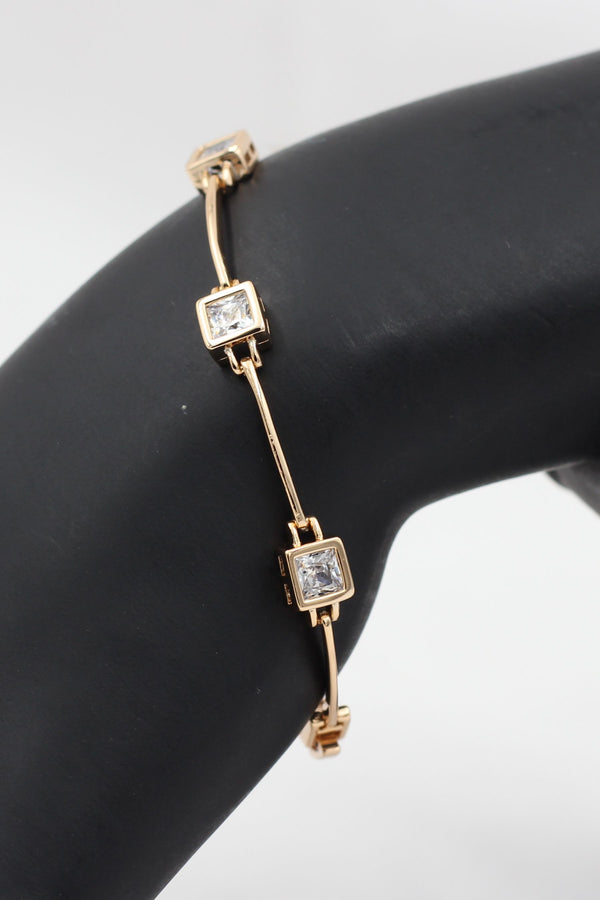 Radiant XUPING Rose Gold Bracelet with White Stones by JCSFashions
