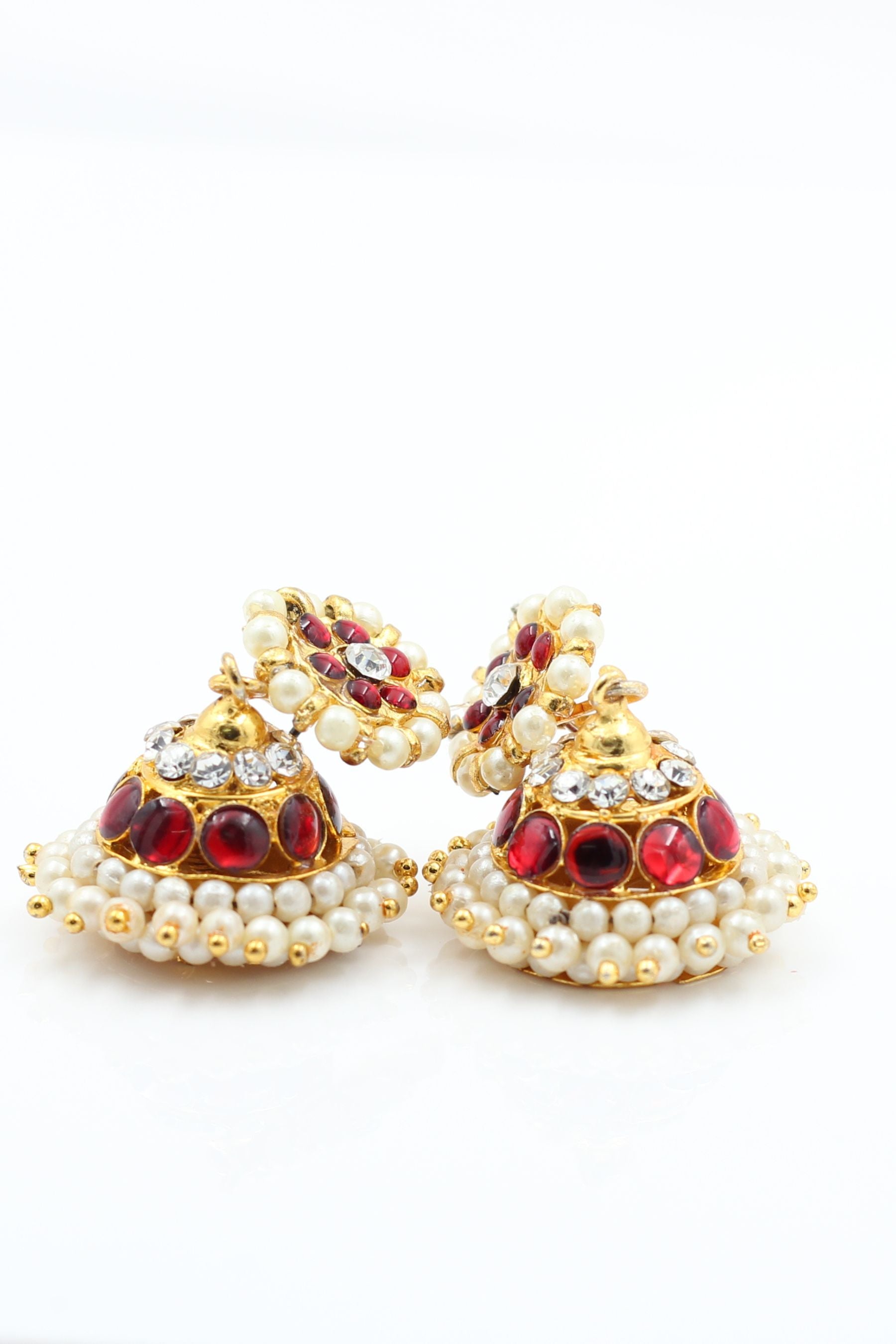 Dazzling Handcrafted Kemp Jhumka Earrings with Heavy Pearl Beads