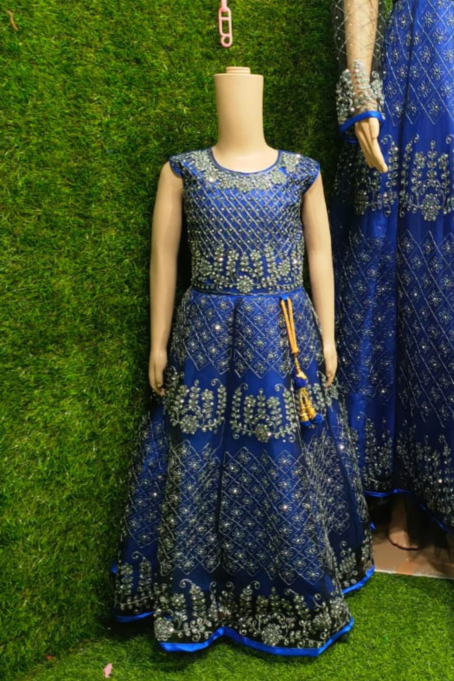 Embroidered Net Frock with Stone Work and Elegant Design for Girls GIRLS JCS Fashions Blue 30