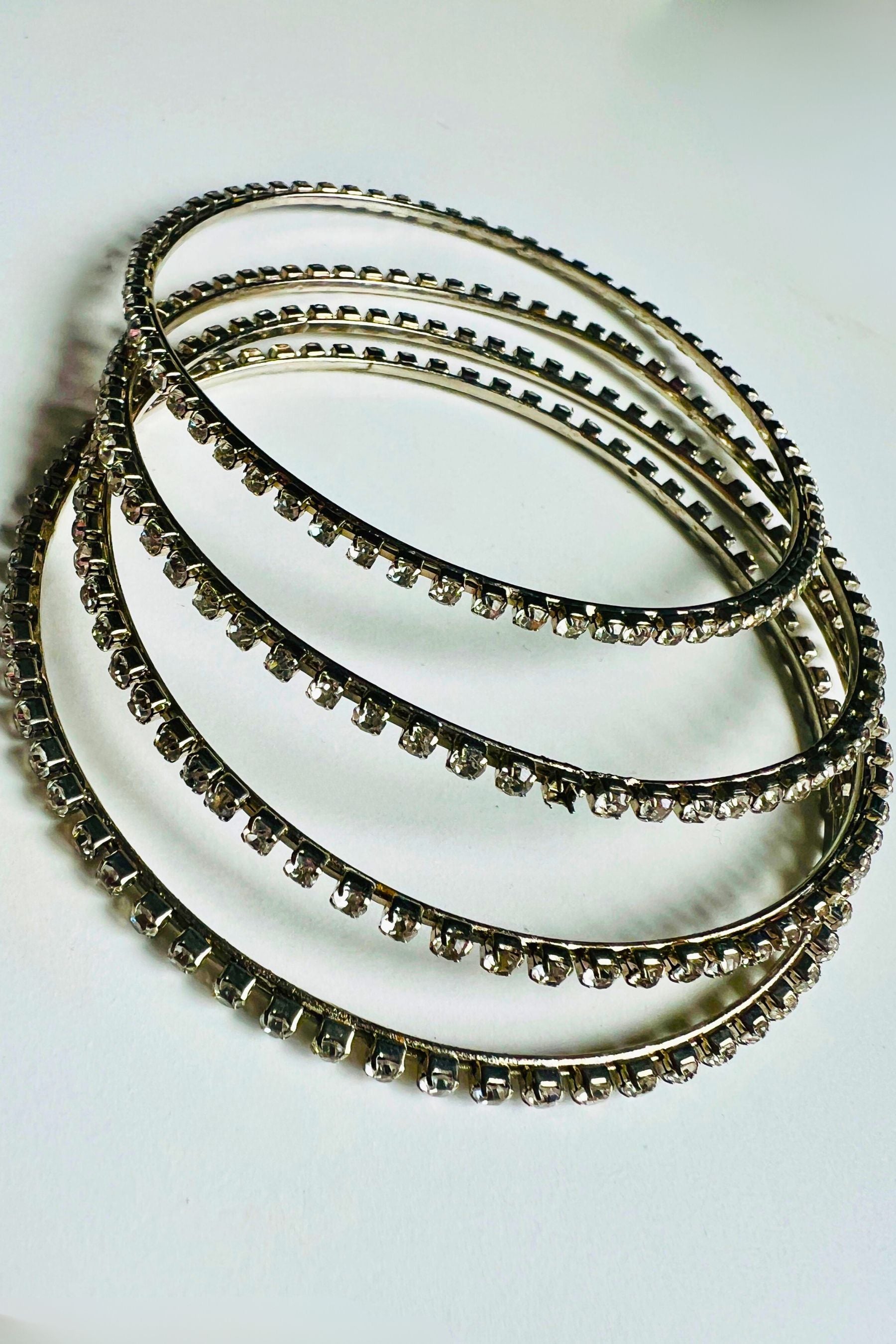 Elegant Silver Sparkling Stone Bangles – Handcrafted JCS Fashion Jewelry Jewelry JCS Fashions