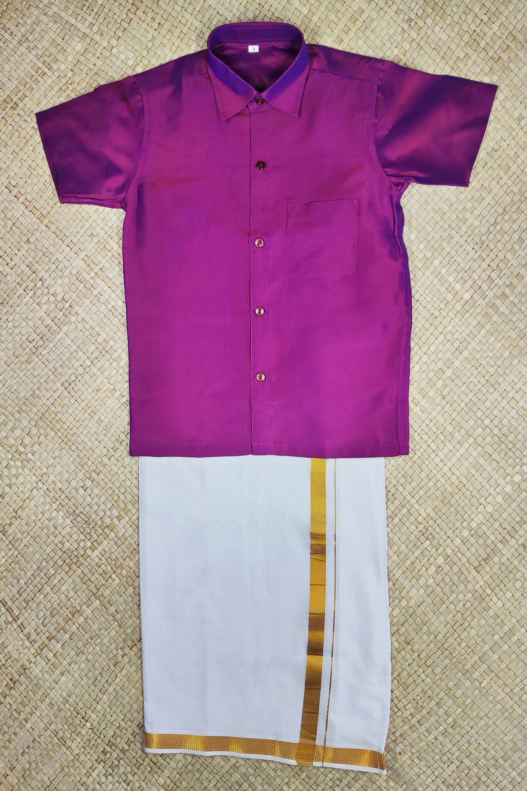 Boys Classic Silk Cotton Shirt & Dhoti - Perfect for Festive Occasions