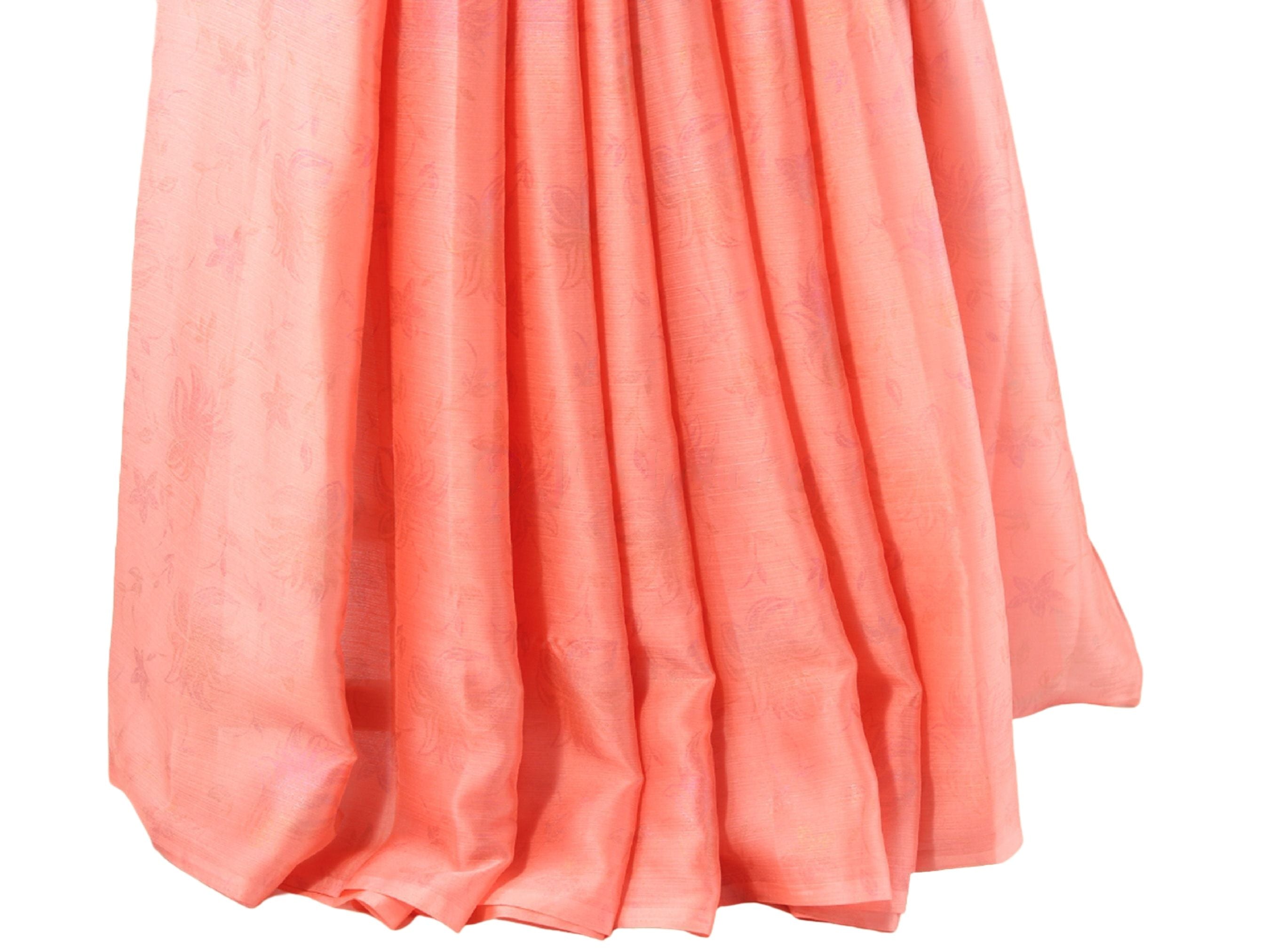 Chiffon Saree, Light weight, Saree with Stitched blouse, Flowy Saree. SAREE JCS Fashions Peach 5.5 meters