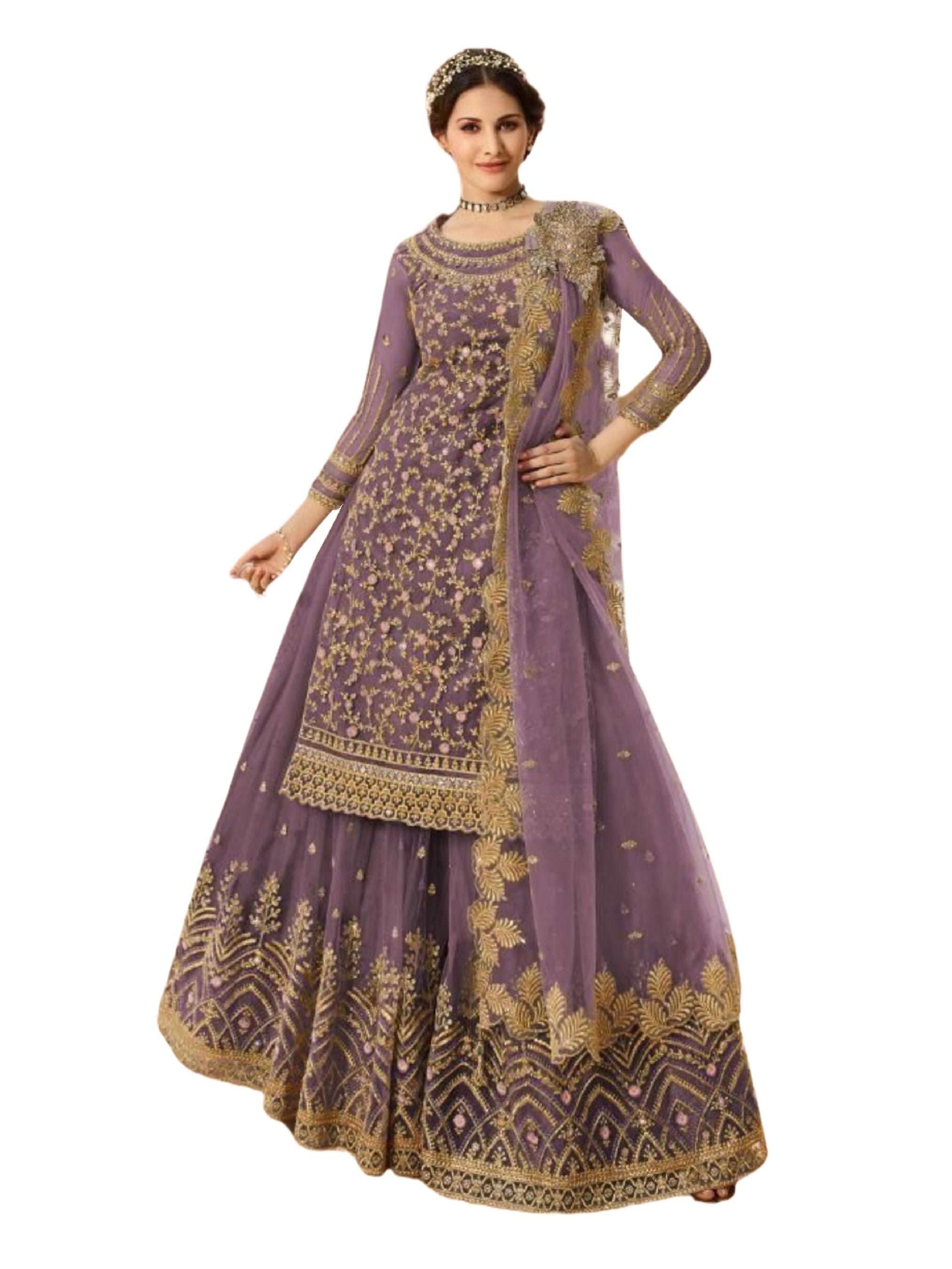 Salwar Kameez With Skirt. Beautiful Designer Party Wear in Mauve KURTI JCS Fashions Mauve Medium (38)