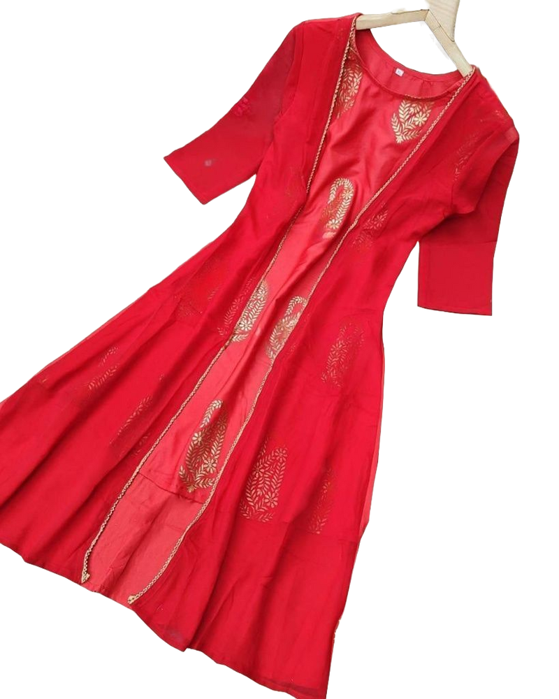 Elegant Crepe Silk Kurti with Foil Print – Perfect for Casual Wear