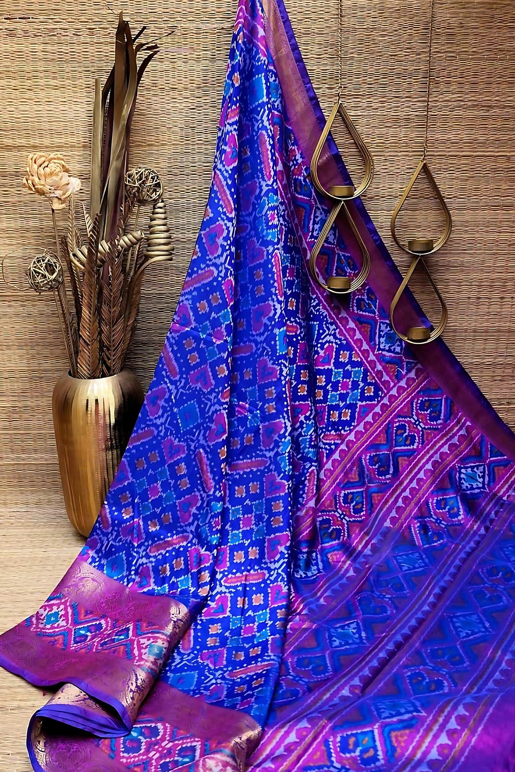 Patola Saree and Aari work Blouse -Luxury Buttersilk Festival Collection