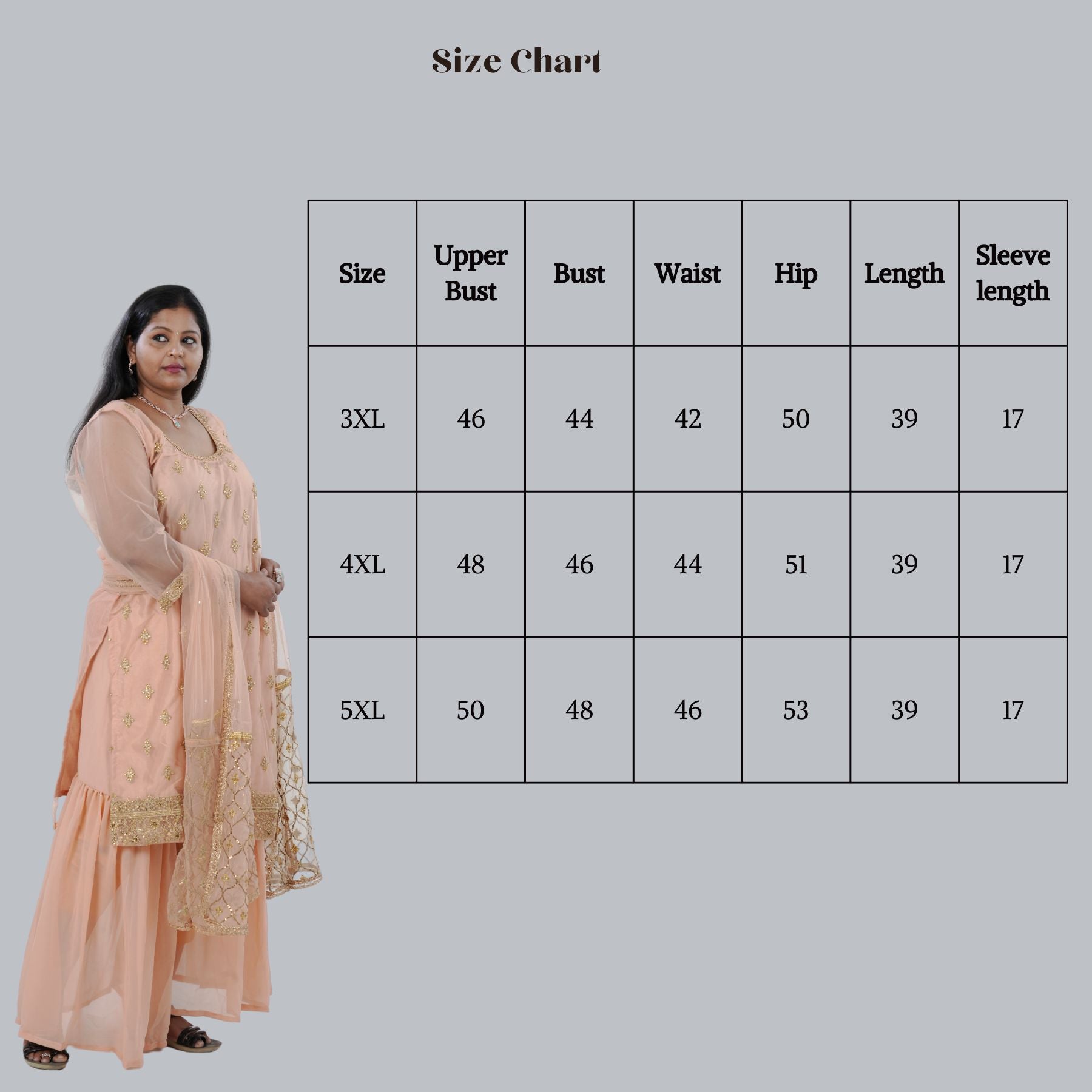 Plus Size: Ethnic Elegance: Soft Net Sharara in Peach KURTI JCS Fashions