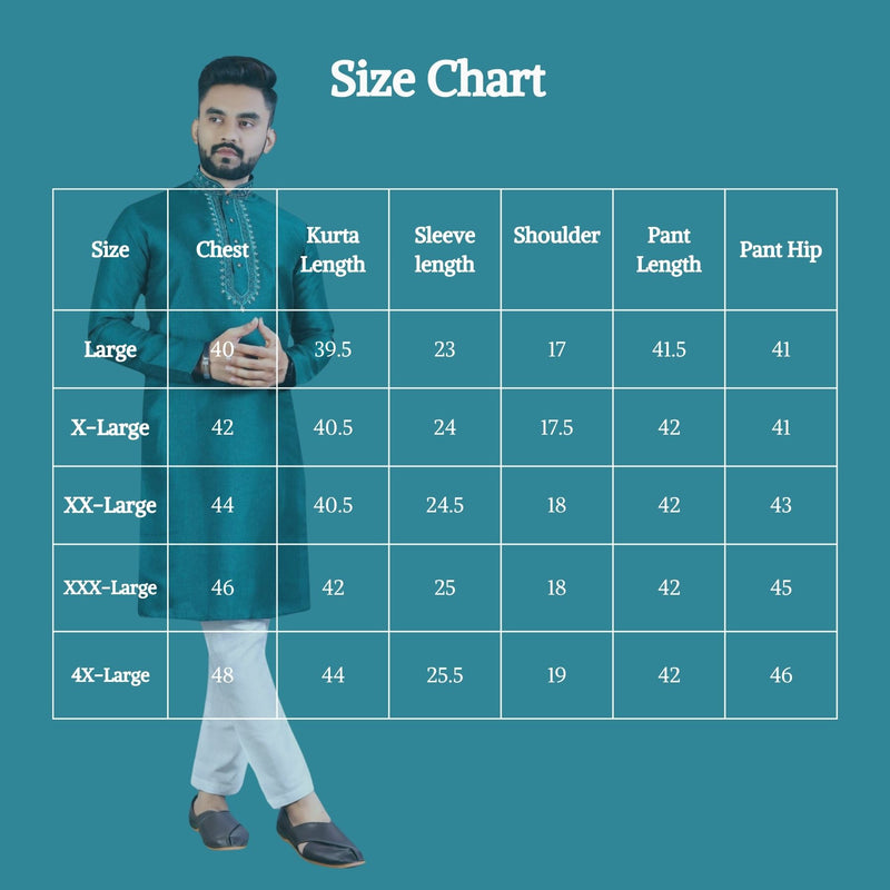 JCS Fashions Men's Traditional Corian Silk Kurtas with Resham Work