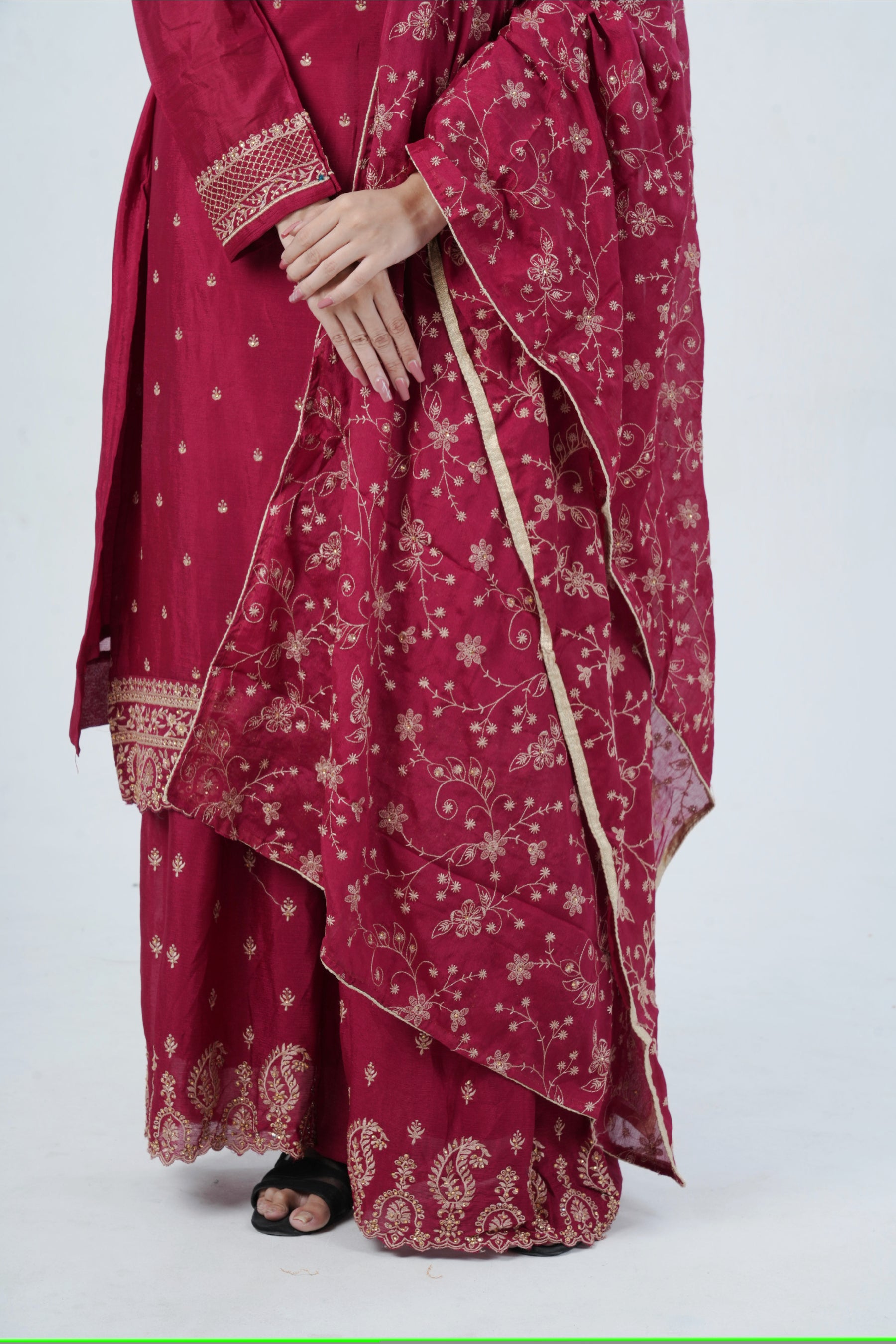 Soft Chinnon Silk Sharara: Elegant and Comfortable Ensemble KURTI JCS Fashions