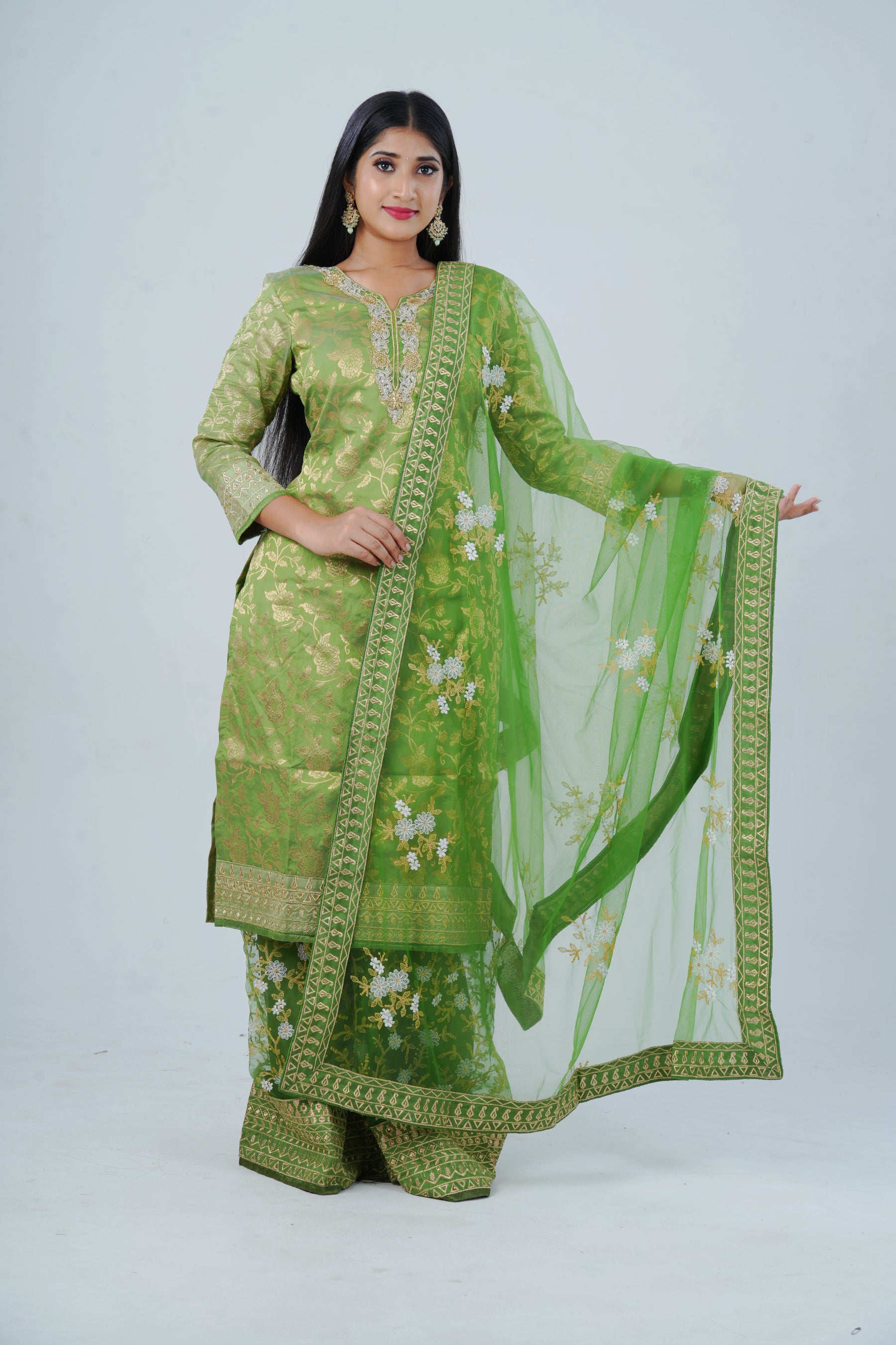 Handcrafted Embroidered Salwar Kameez with Designer Dupatta KURTI JCS Fashions