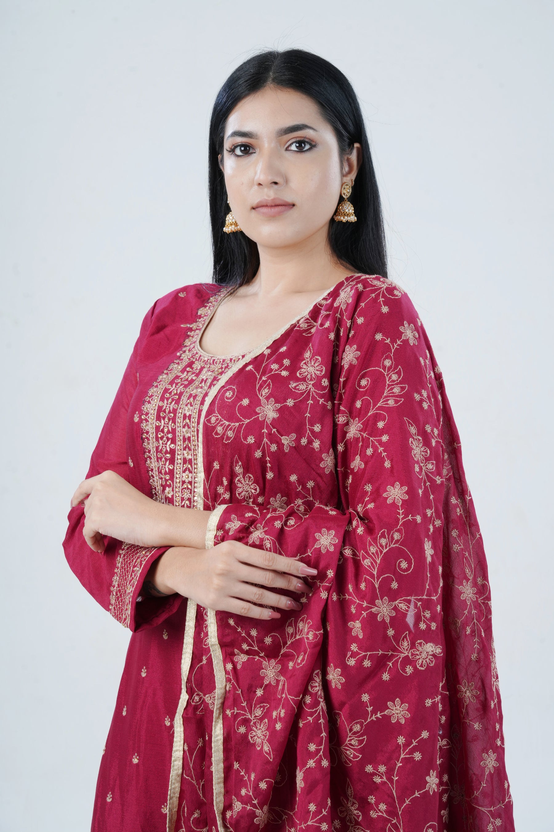 Soft Chinnon Silk Sharara: Elegant and Comfortable Ensemble KURTI JCS Fashions