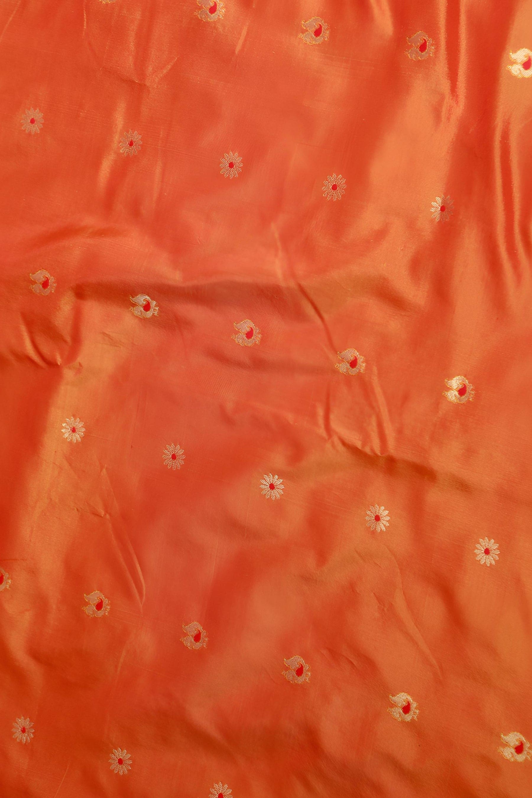 Yeola Paithani Silk Saree, Orange and Red, Fully stitched blouse SAREE JCS Fashions