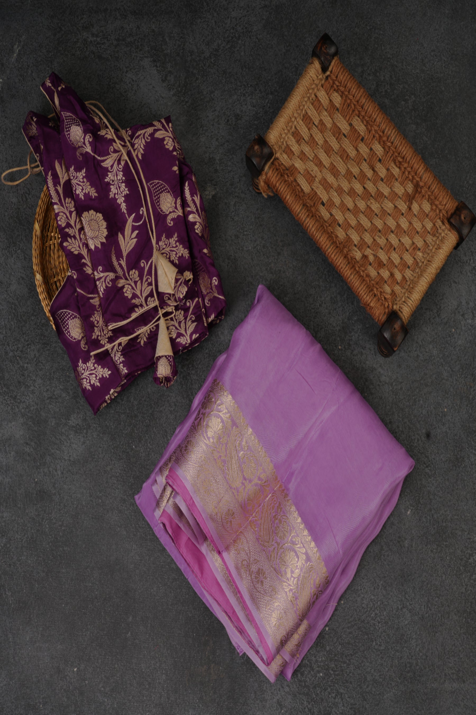 Luxurious Banaras Moonga Plain Crepe Saree with Elegant Kanchi Borders Saree JCS Fashions Violet 5.5 meters