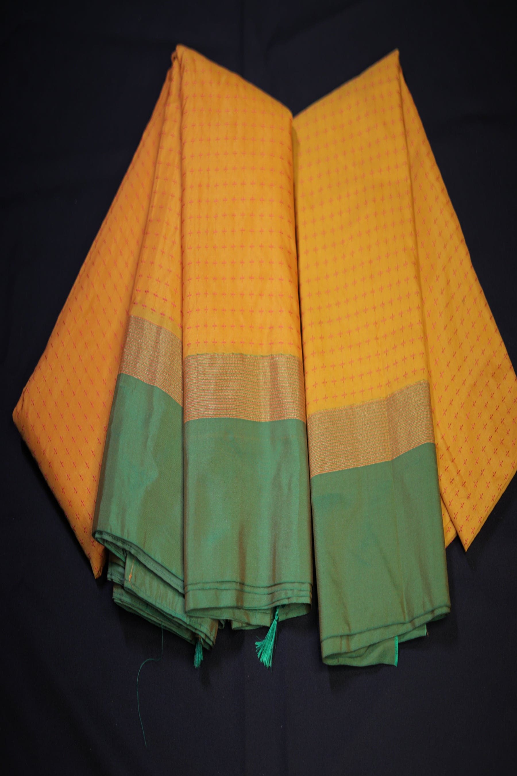 Elegant Semi-Silk Saree with Intricate Zari Work & Blouse Material Saree JCS Fashions Yellow with Green 5.5 meters