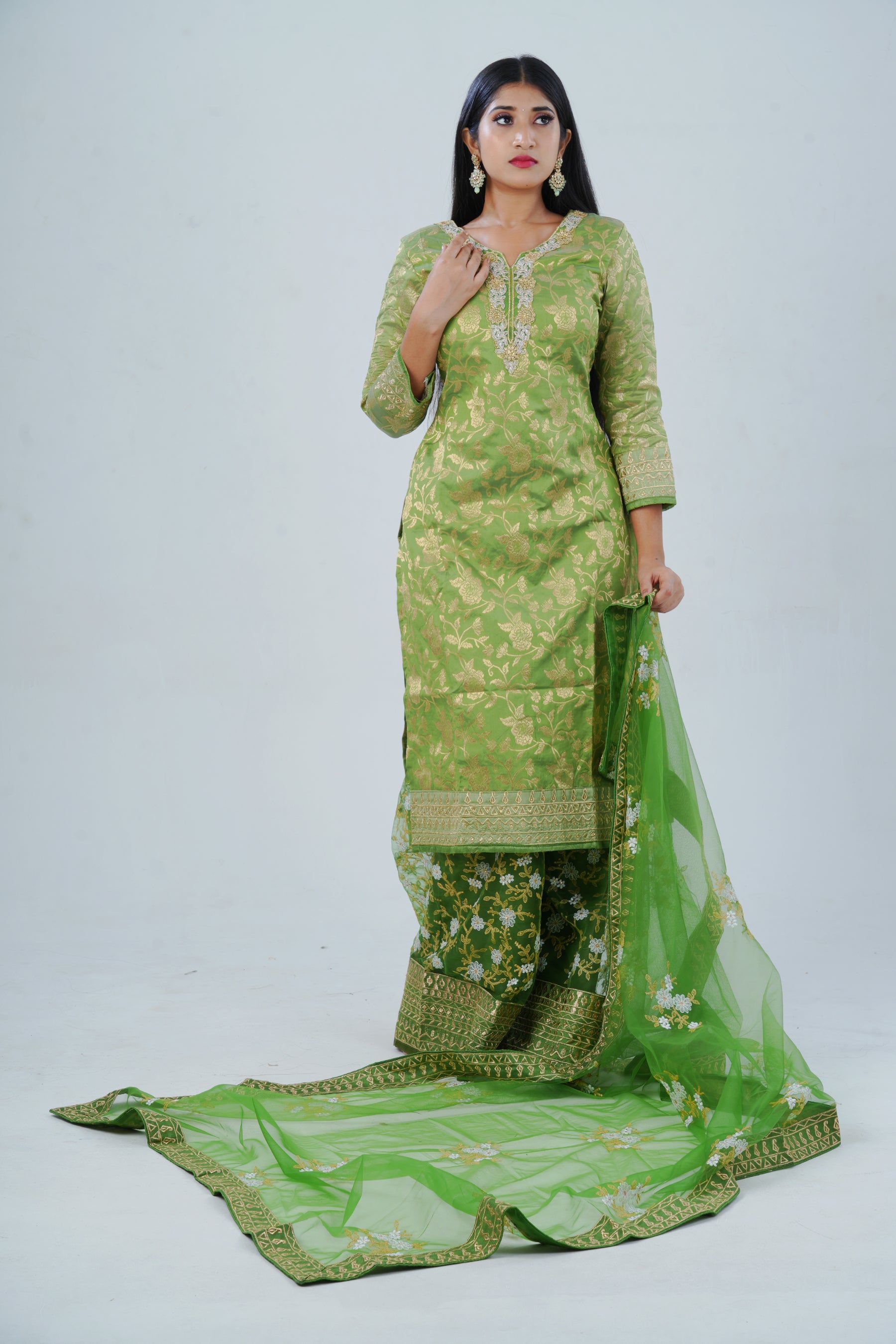 Handcrafted Embroidered Salwar Kameez with Designer Dupatta KURTI JCS Fashions