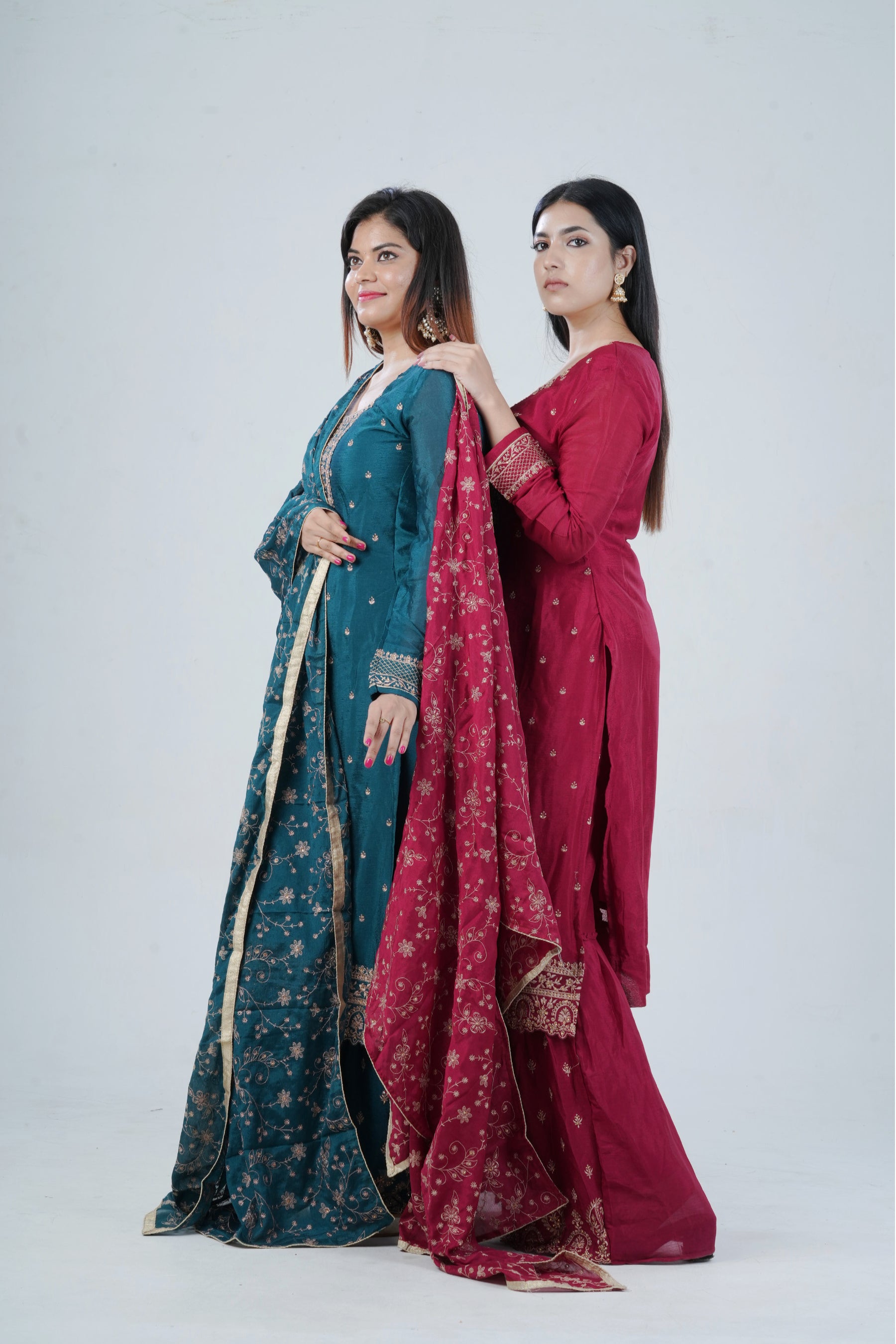 Soft Chinnon Silk Sharara: Elegant and Comfortable Ensemble KURTI JCS Fashions