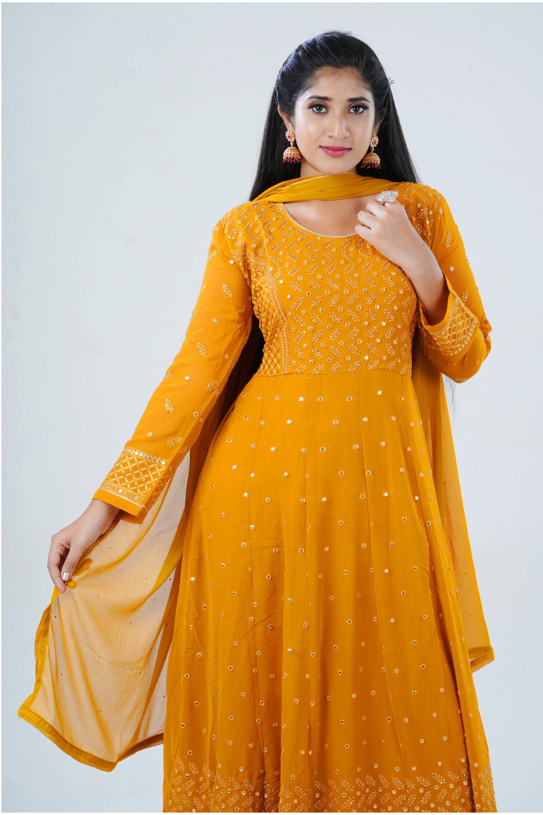 Embroidered Two layer Georgette Kurti Gown KURTI JCS Fashions