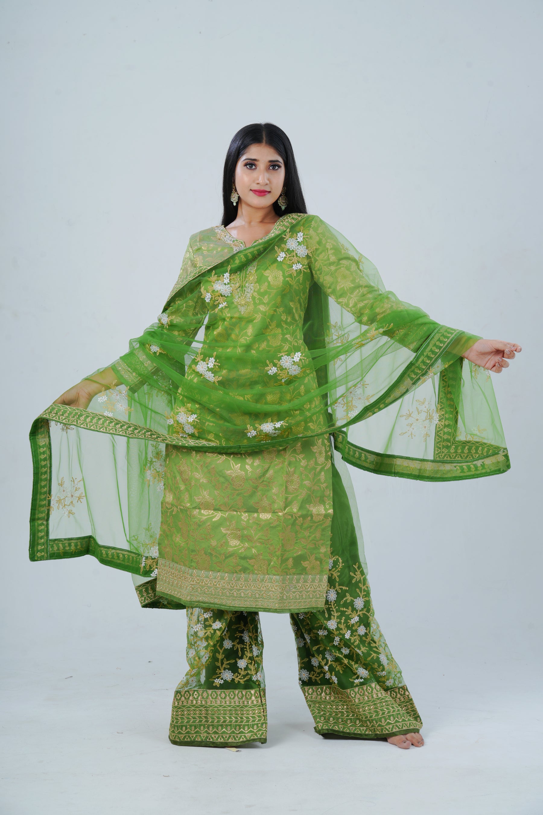 Handcrafted Embroidered Salwar Kameez with Designer Dupatta KURTI JCS Fashions