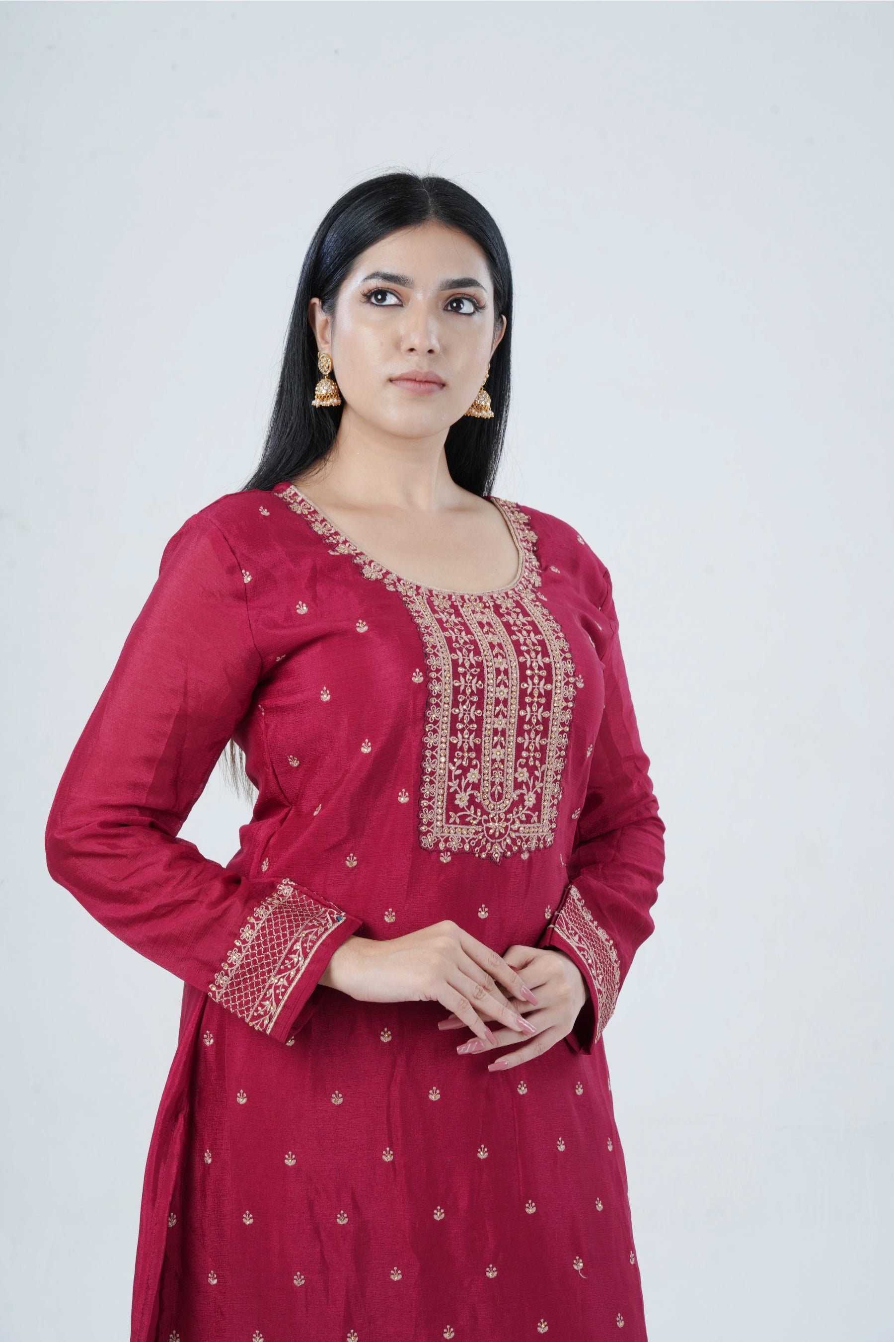 Soft Chinnon Silk Sharara: Elegant and Comfortable Ensemble KURTI JCS Fashions