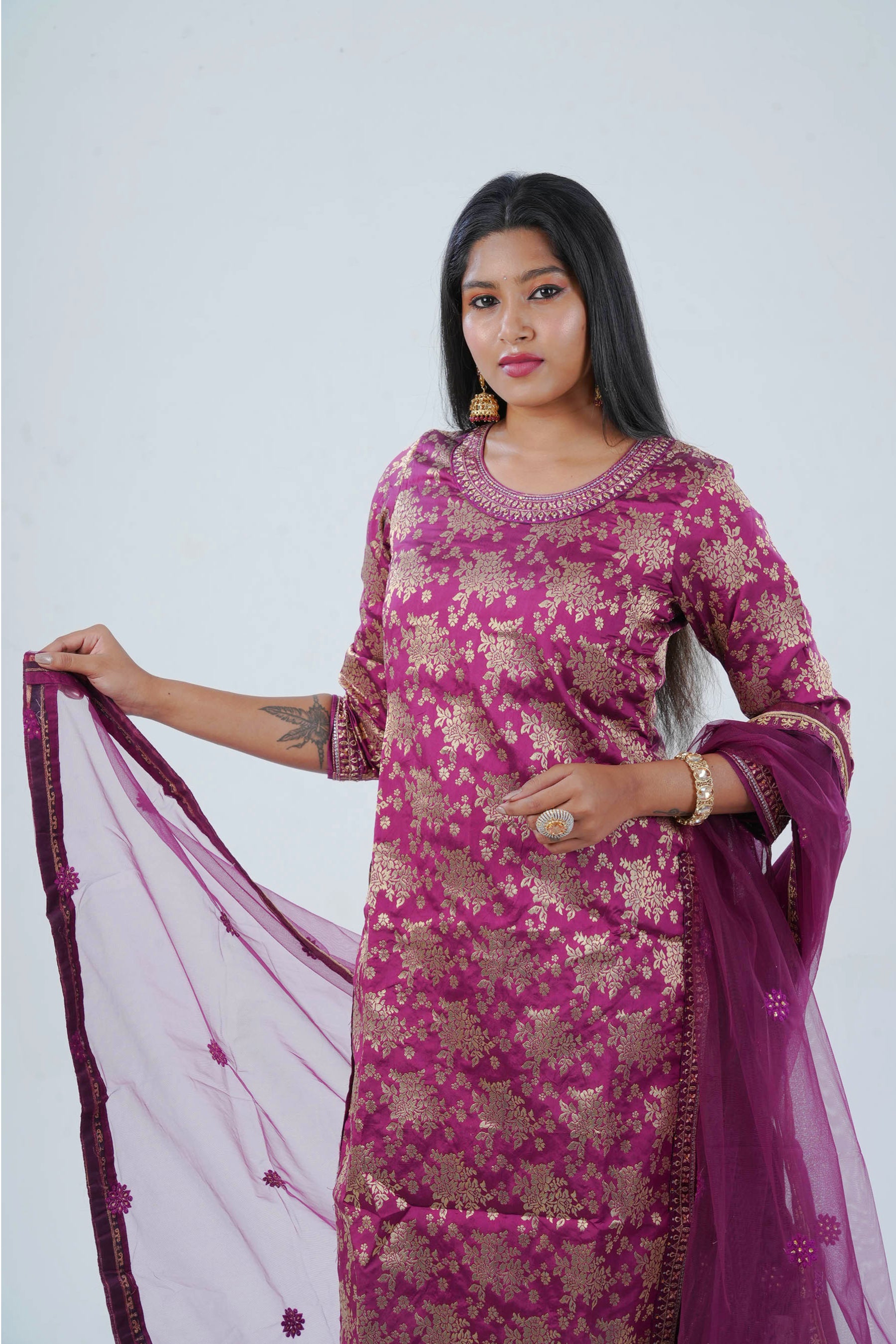 Charming Palazzo Salwar Suite: Embroidered Elegance for Parties & Weddings KURTI JCS Fashions