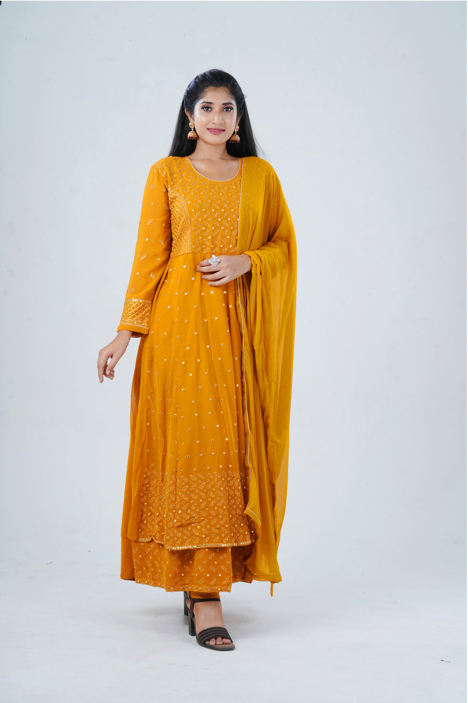 Embroidered Two layer Georgette Kurti Gown KURTI JCS Fashions