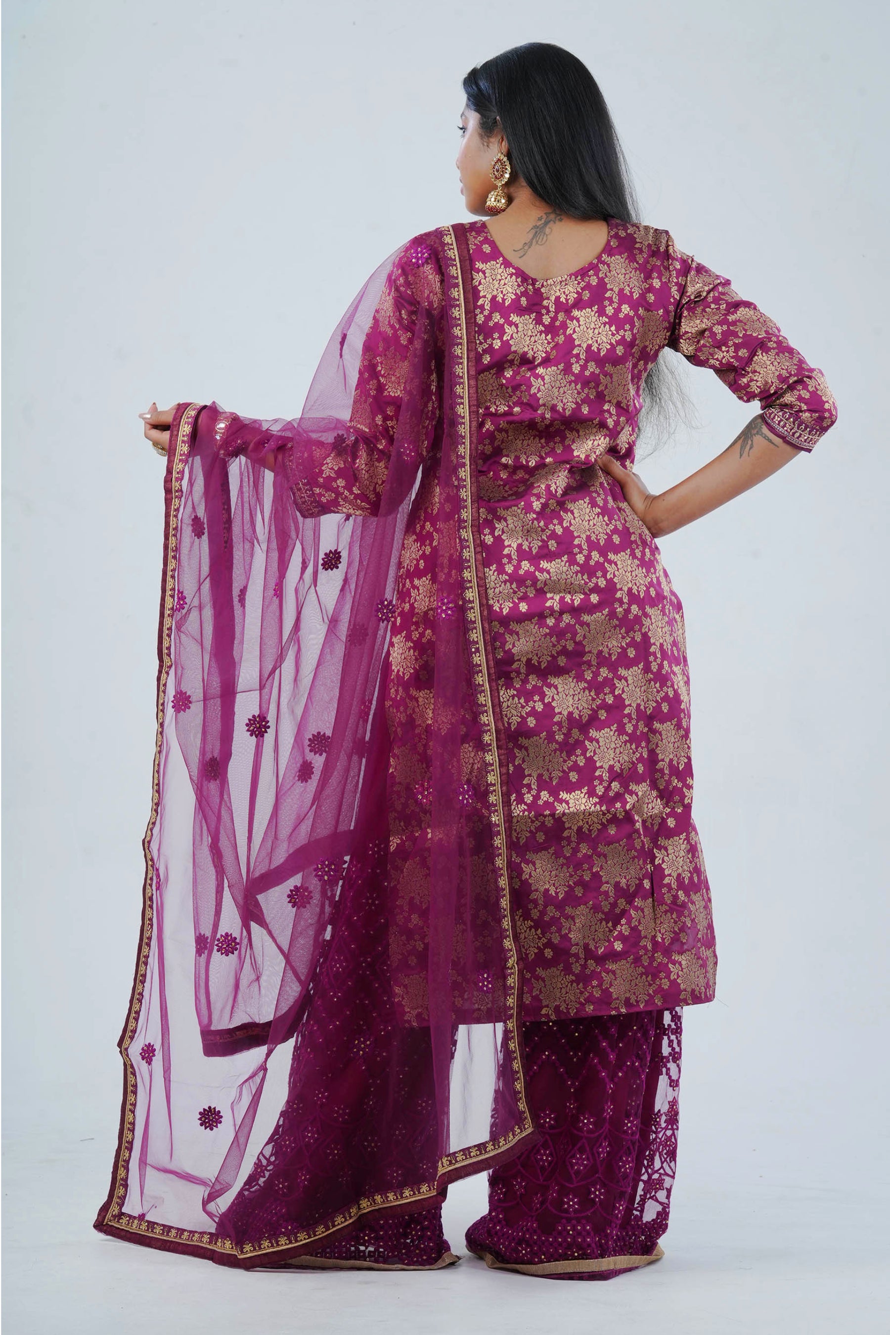 Charming Palazzo Salwar Suite: Embroidered Elegance for Parties & Weddings KURTI JCS Fashions