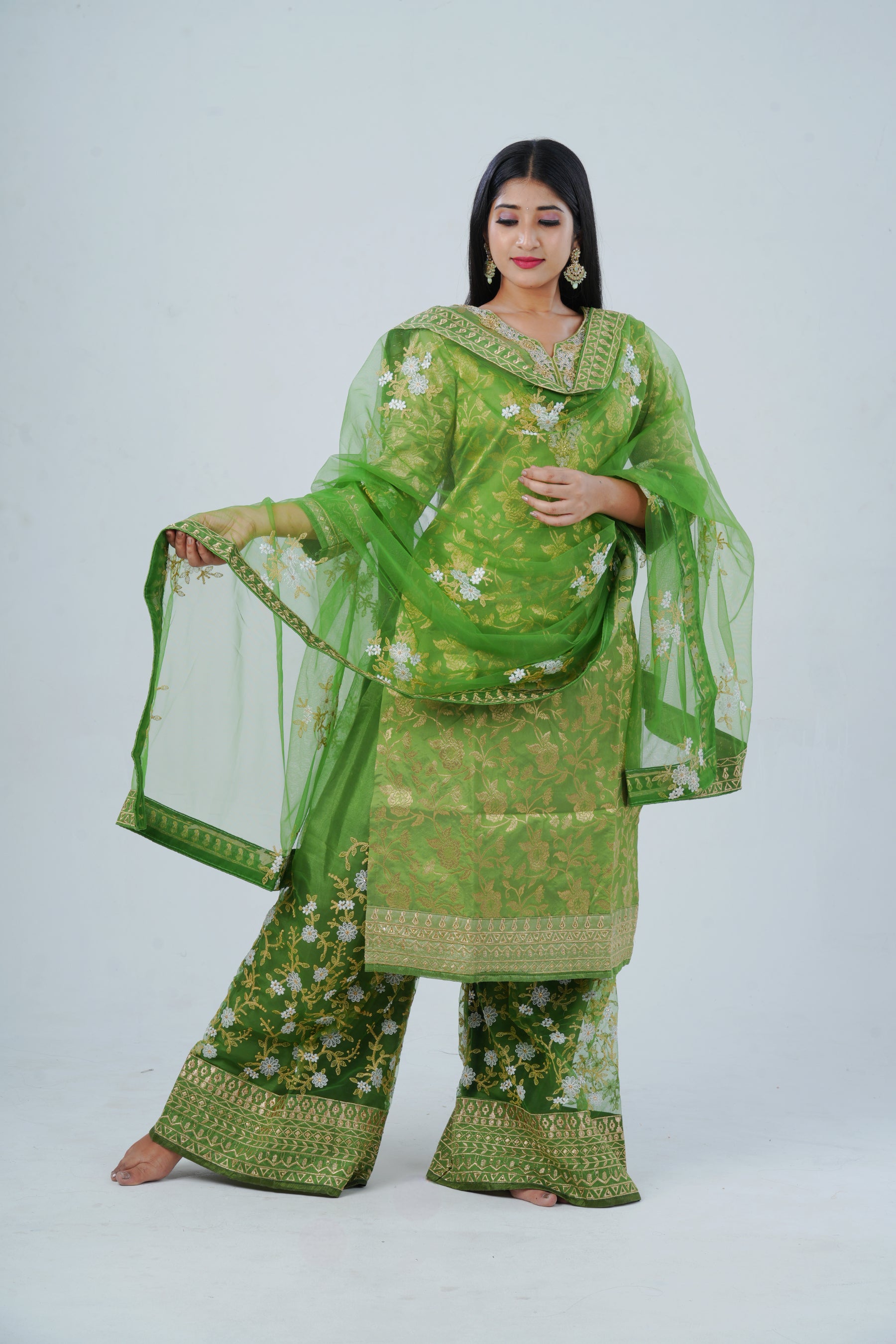 Handcrafted Embroidered Salwar Kameez with Designer Dupatta KURTI JCS Fashions